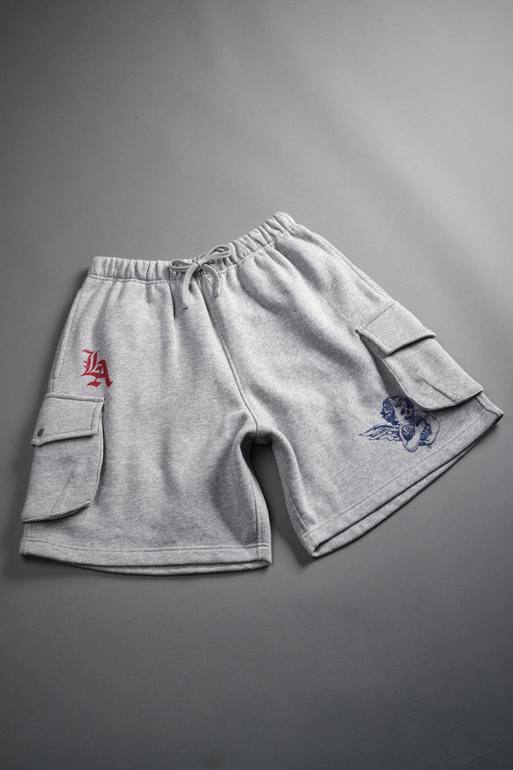 La Ca Frvr Cornell Cargo Sweat Shorts in Light Athletic Gray