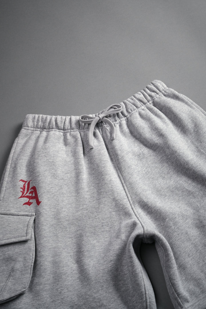 La Ca Frvr Cornell Cargo Sweat Shorts in Light Athletic Gray