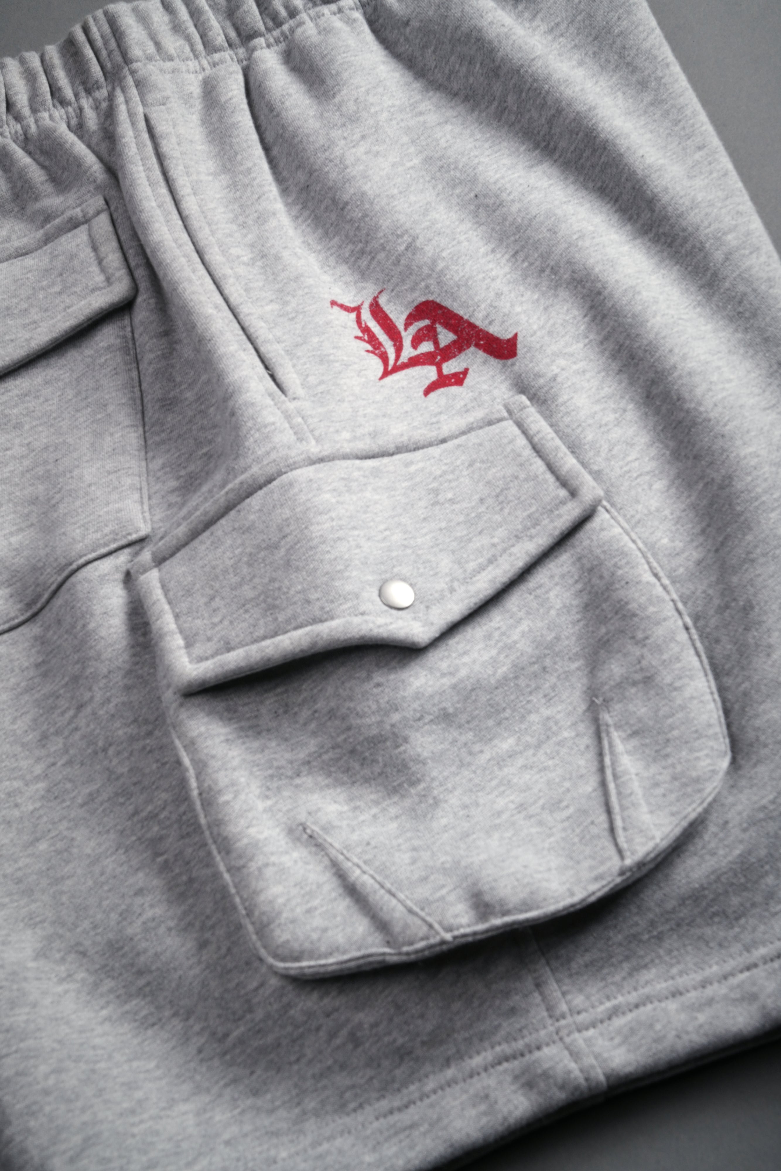 La Ca Frvr Cornell Cargo Sweat Shorts in Light Athletic Gray