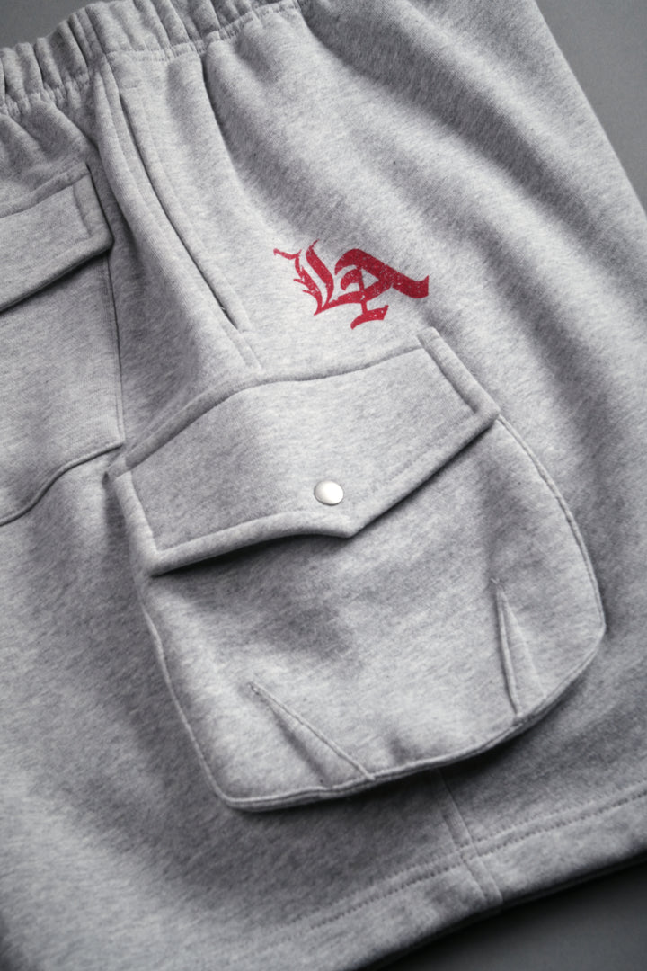 La Ca Frvr Cornell Cargo Sweat Shorts in Light Athletic Gray