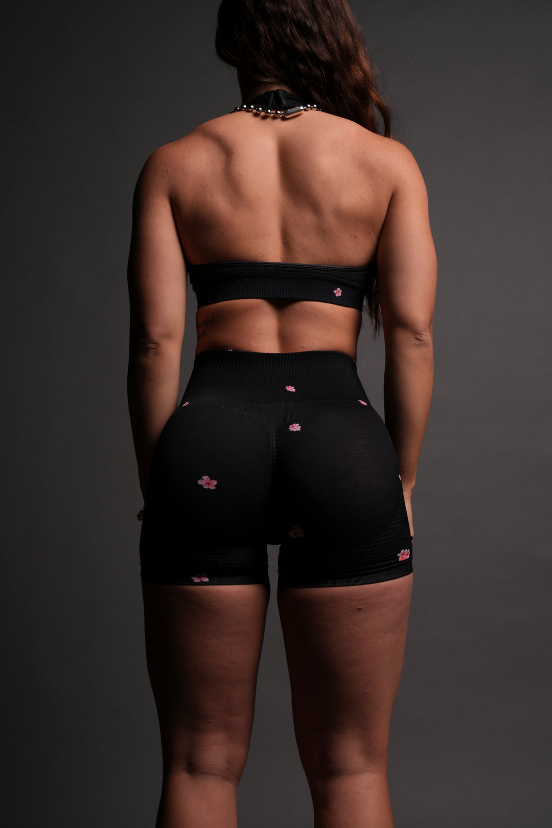 Dual Wolf Everson Seamless "Valencourt" Shorts in Black/Cherry Blossom