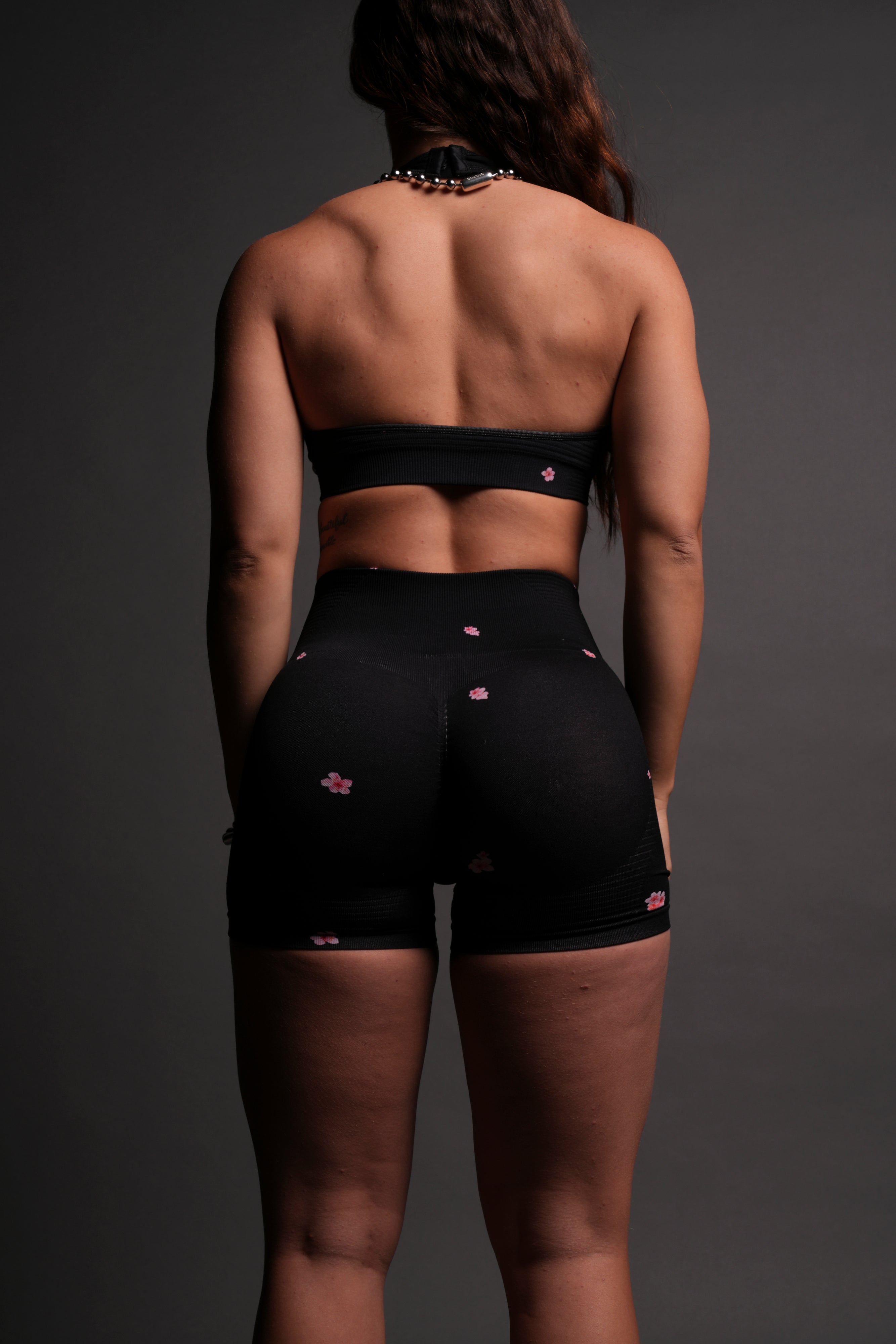 Dual Wolf Everson Seamless "Valencourt" Shorts in Black/Cherry Blossom