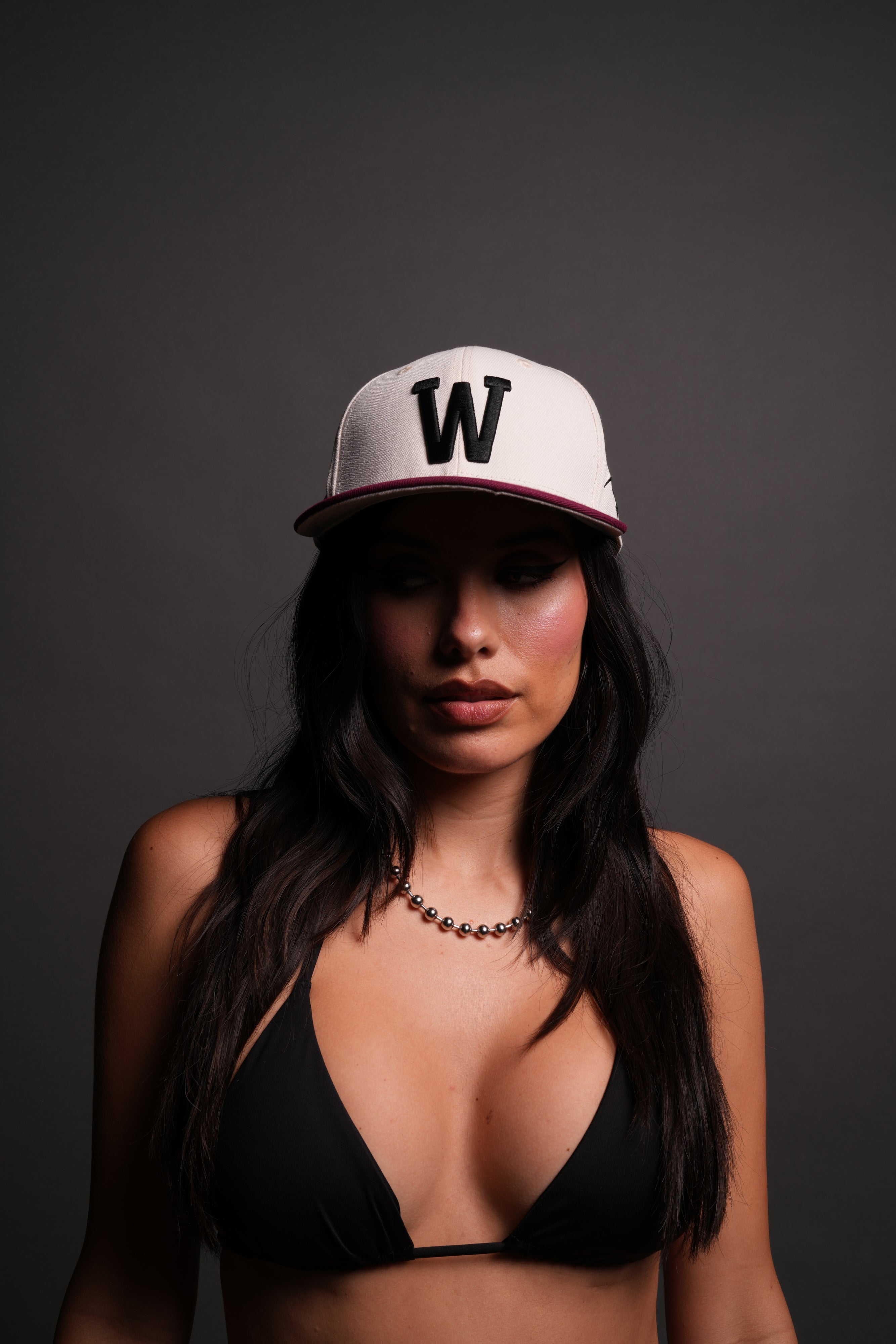 Thorns Fitted Cap in Cream/Oxblood