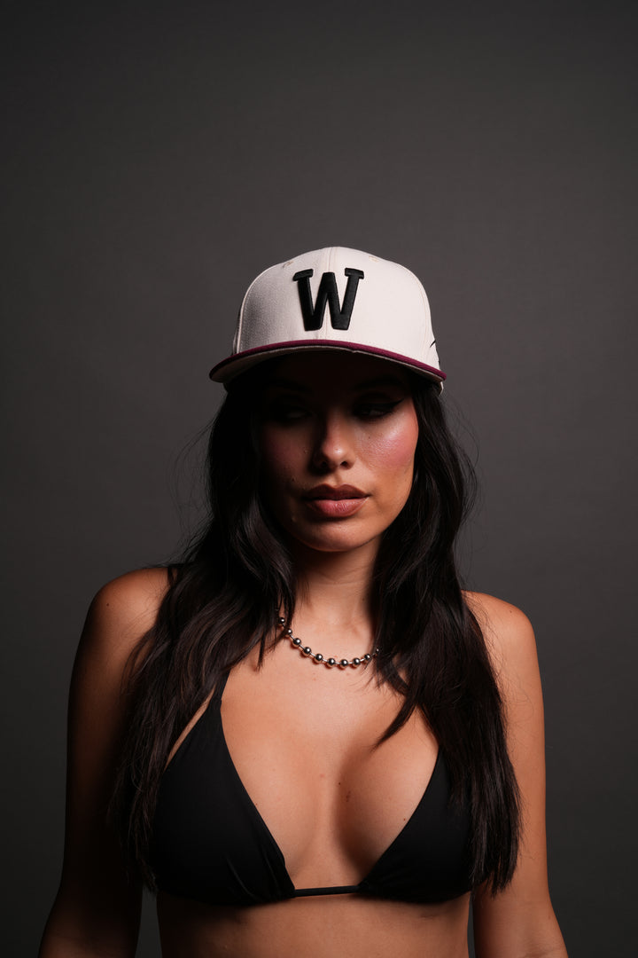 Thorns Fitted Cap in Cream/Oxblood