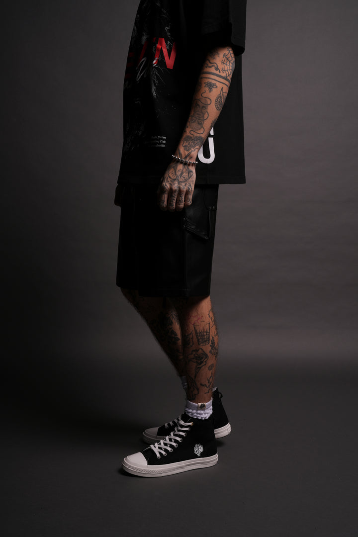 Wolf Chopper Leather Clark Utility Shorts in Black