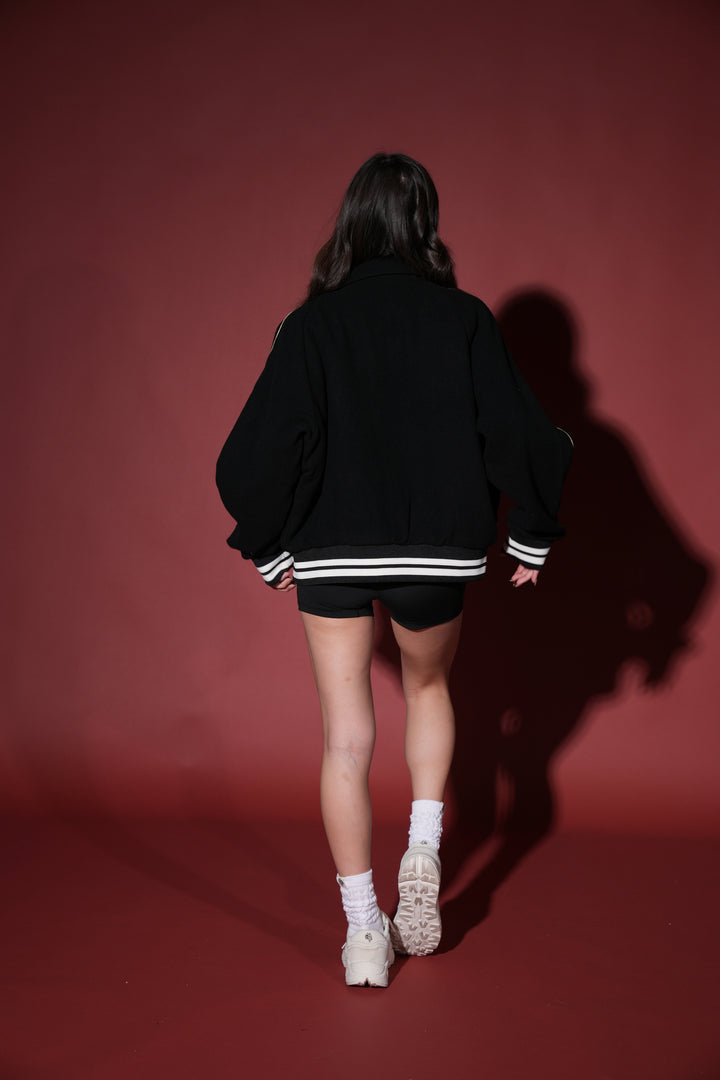 Team Roxy Box Cut Rudy Lettermans Jacket in Black