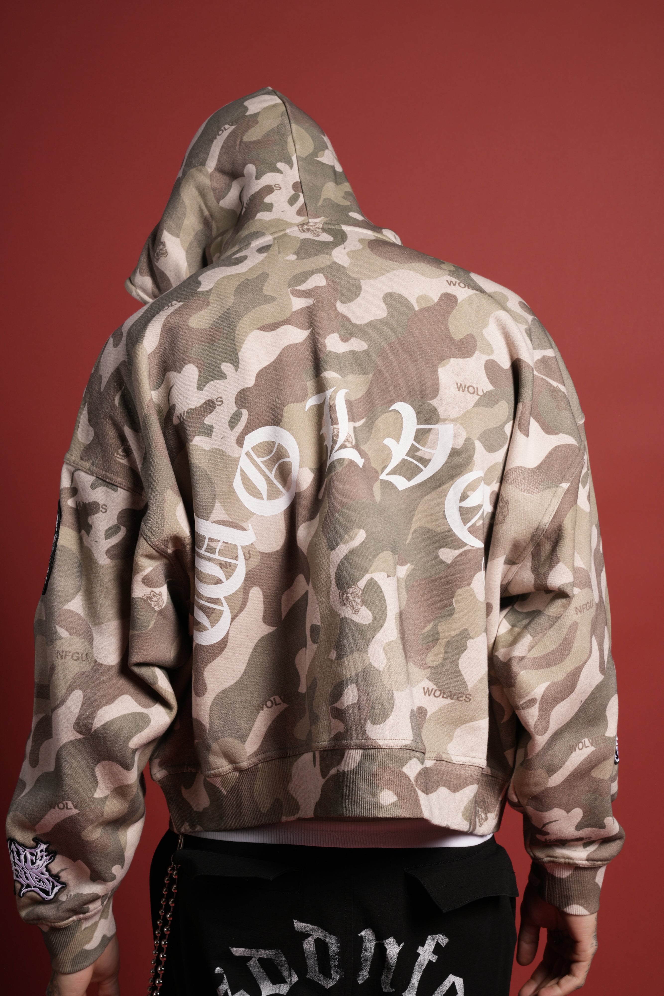 Darc Kulture Vex Double Zip Hoodie in DSVD Green Camo