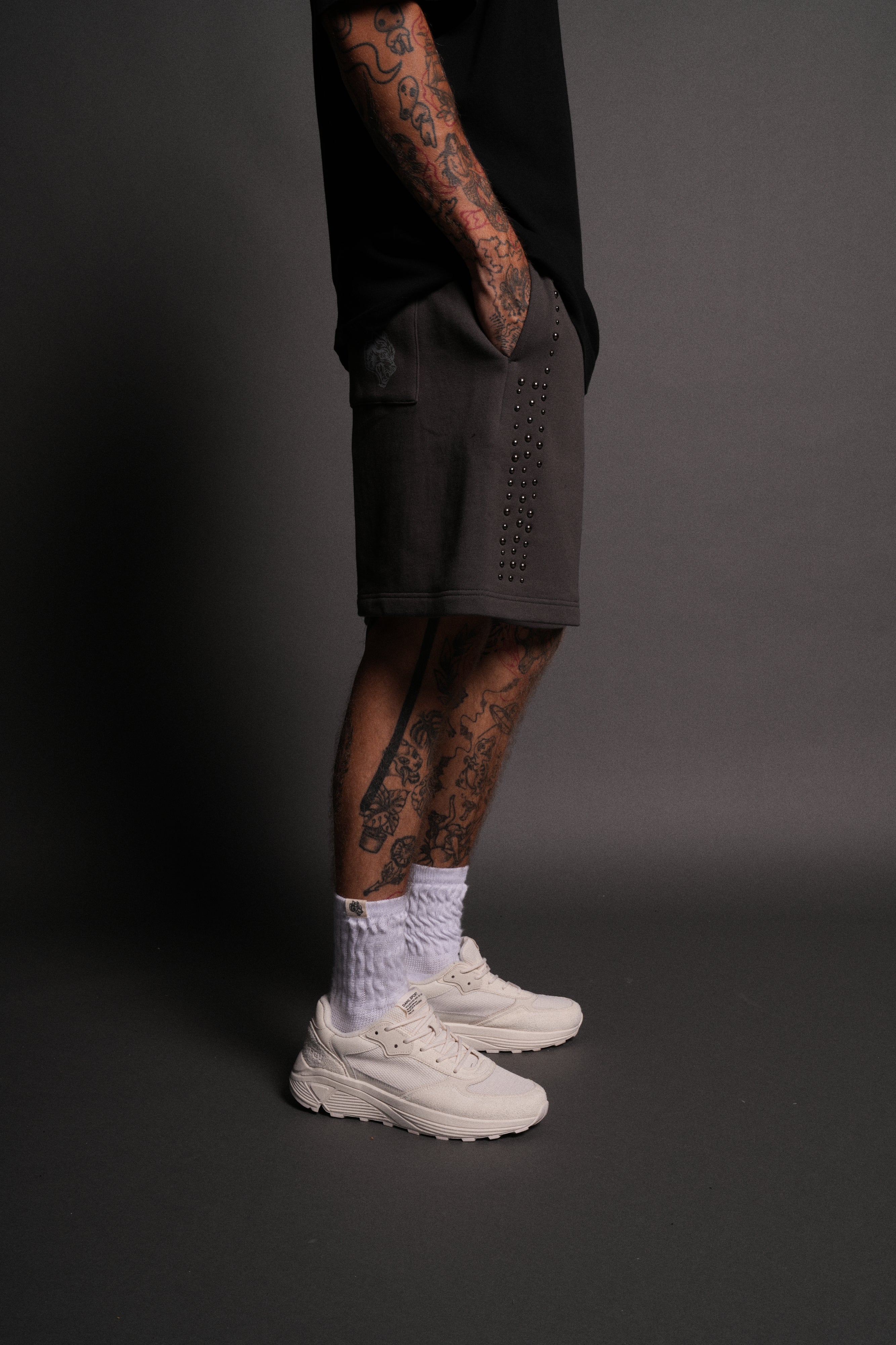 Stud Wolf Post Lounge Sweat Shorts in Wolf Gray