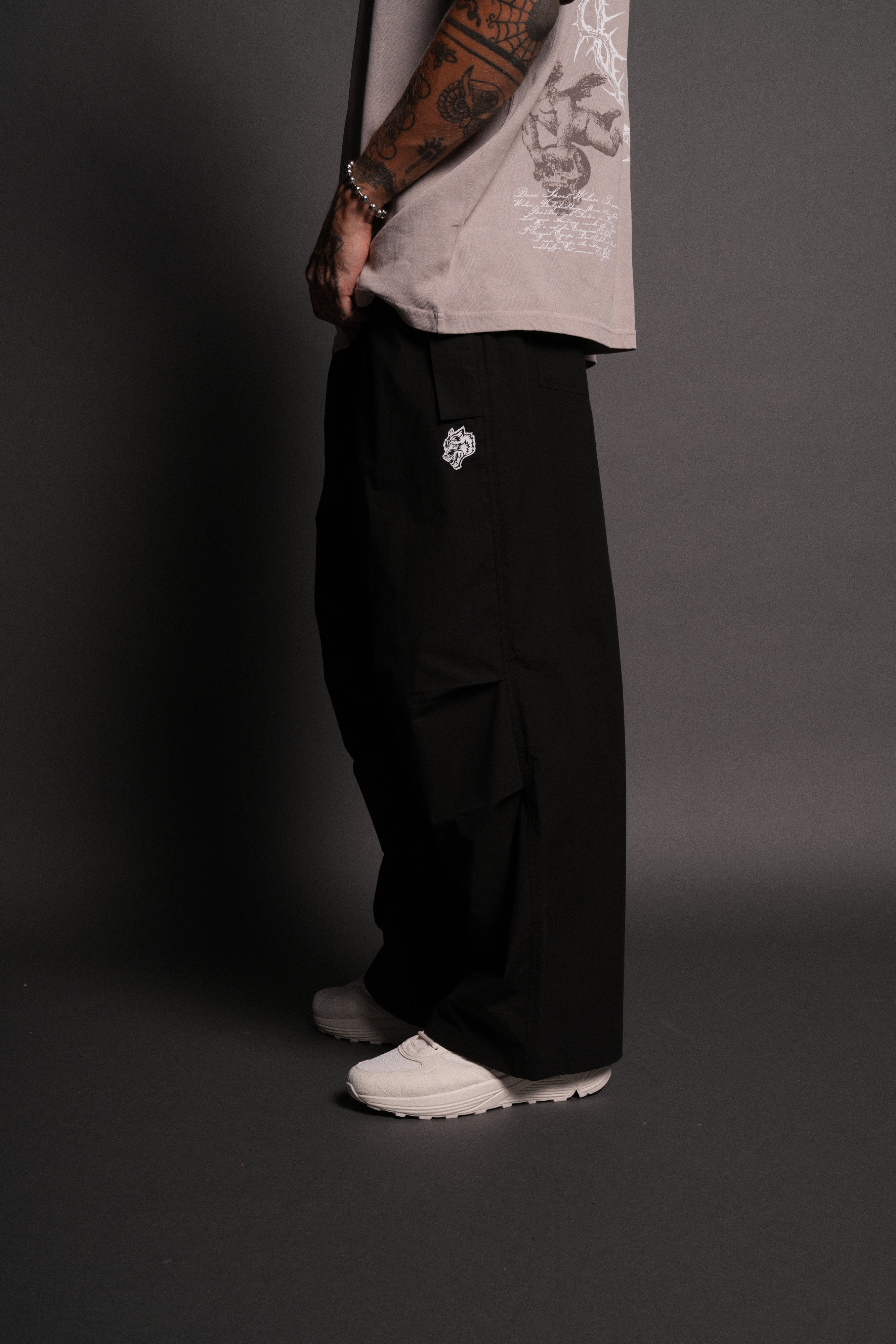 Wolf Chopper Unisex Haven Pants in Black
