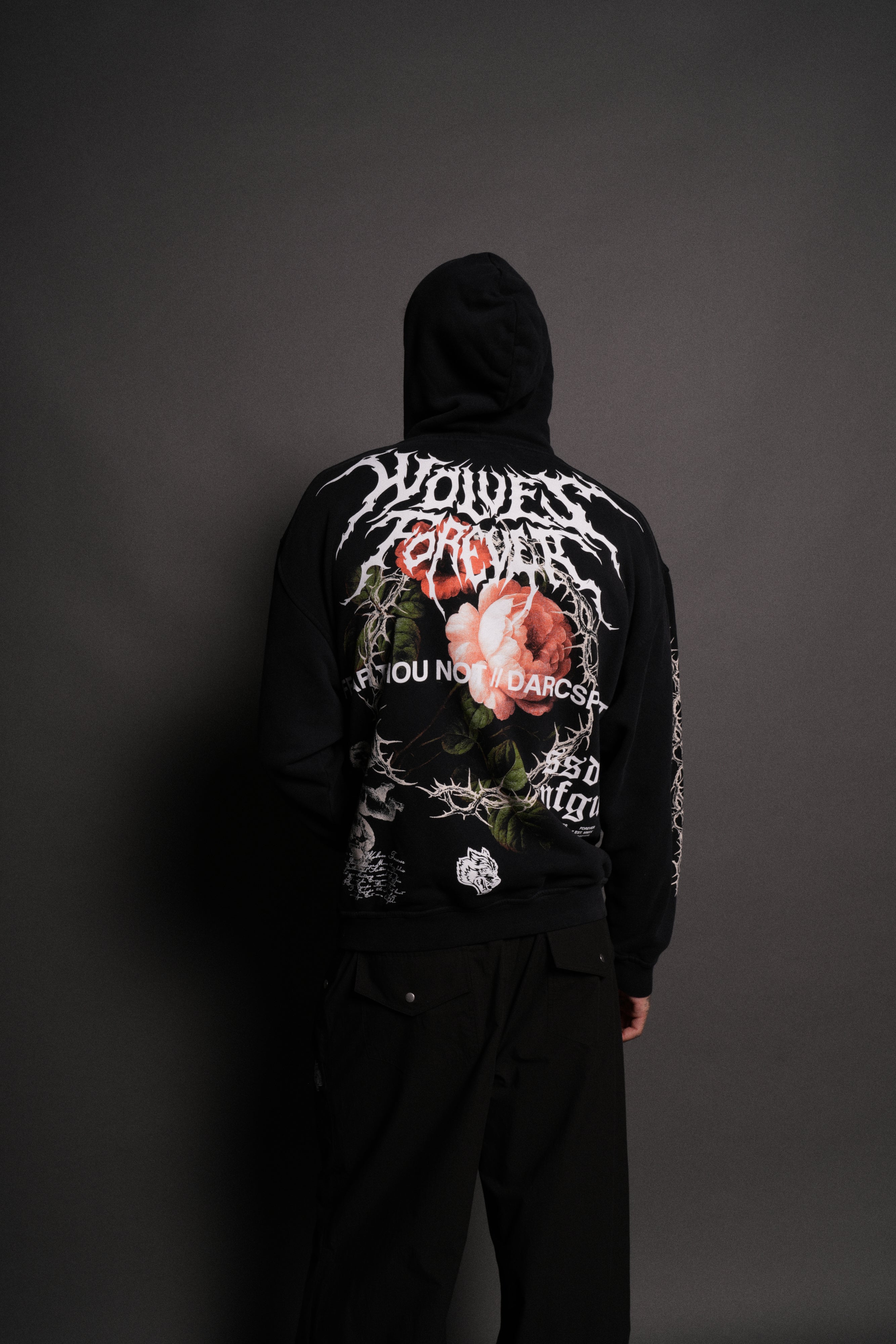 Our Virtue Unisex "Bishop" Hoodie in Black Driftwash