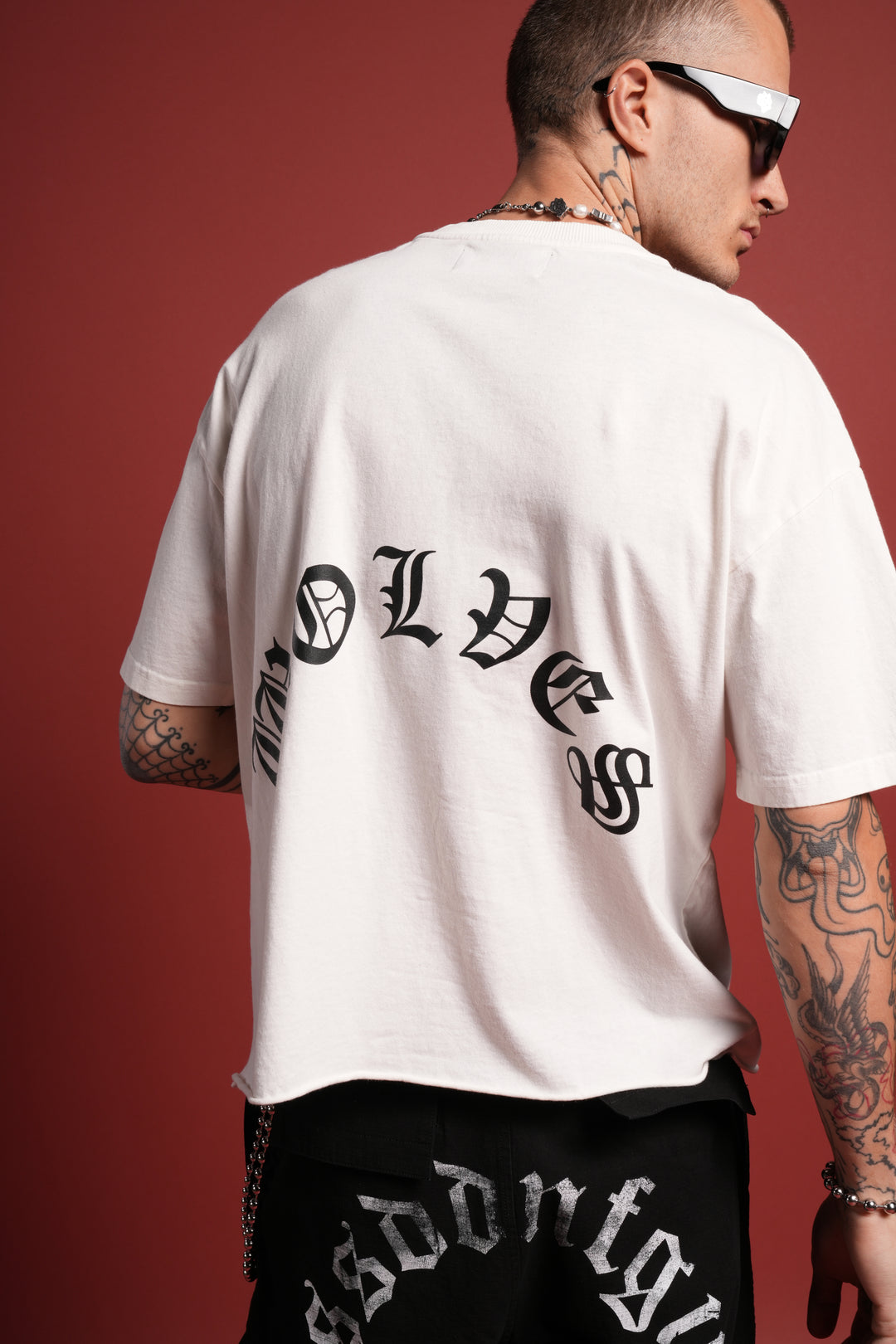 DSVD Legacy Grunge Mid-Length Raw Hem Tee in Cream