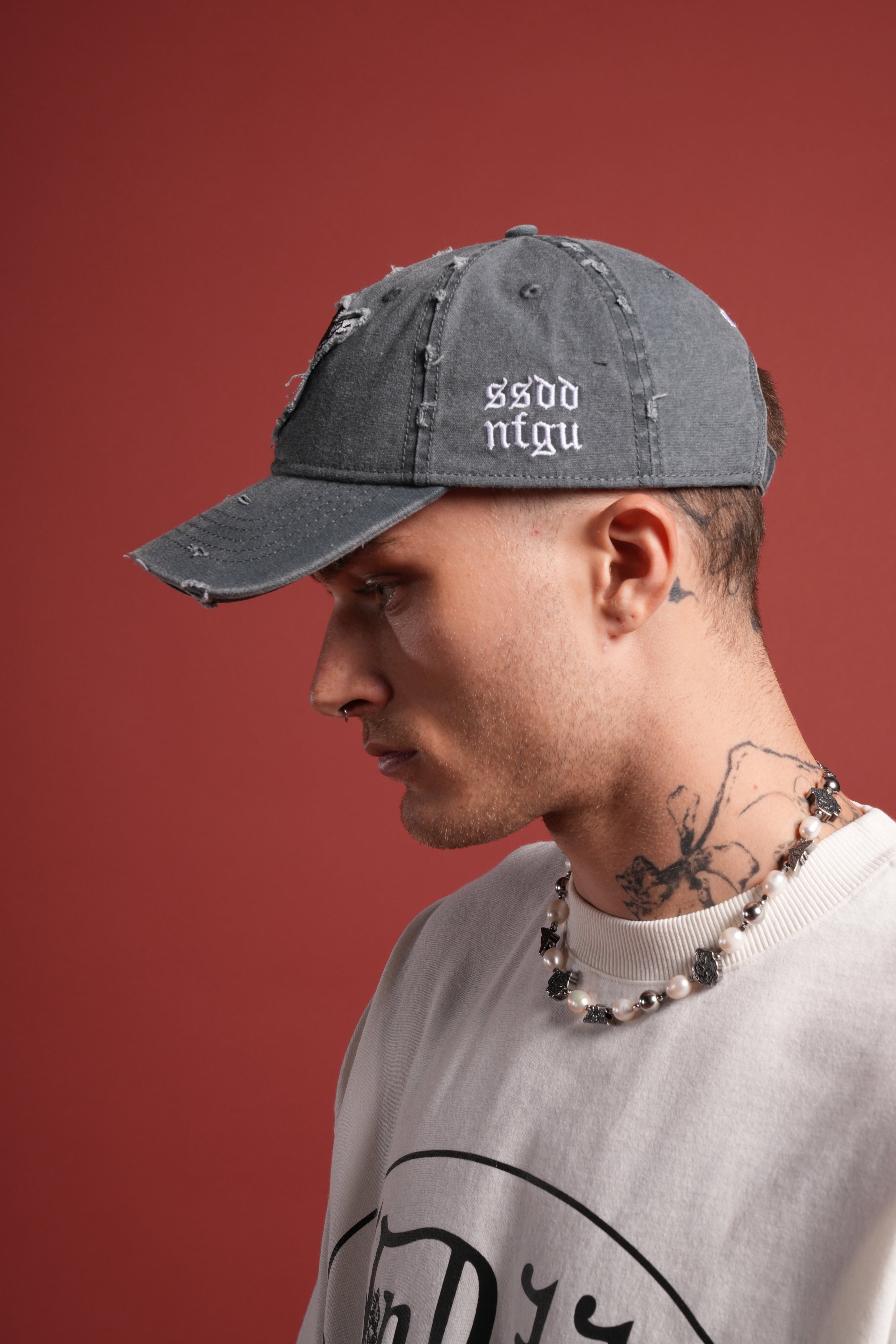 Cherub Eye Ball Distressed Dad Hat in Washed Wolf Gray