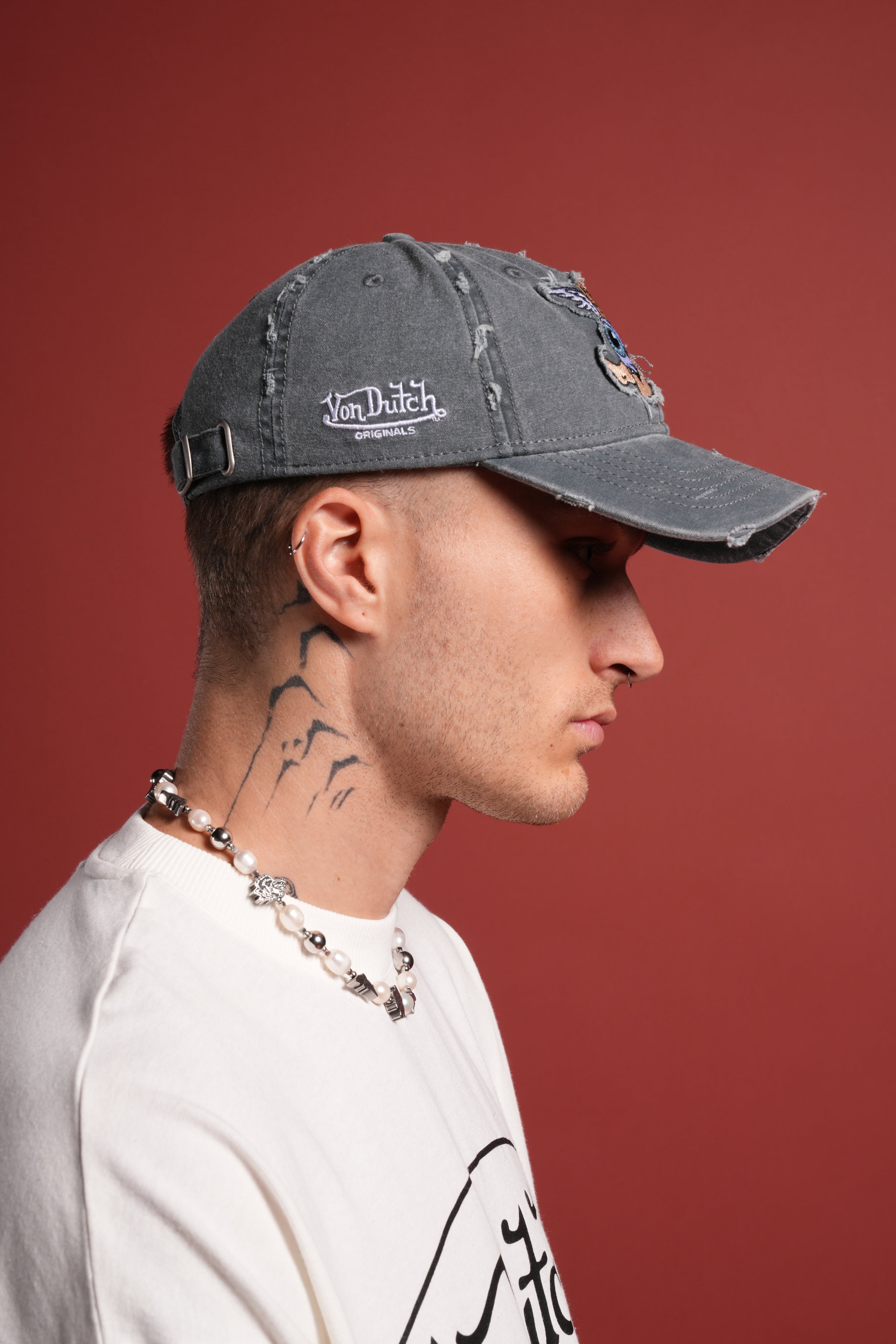 Cherub Eye Ball Distressed Dad Hat in Washed Wolf Gray