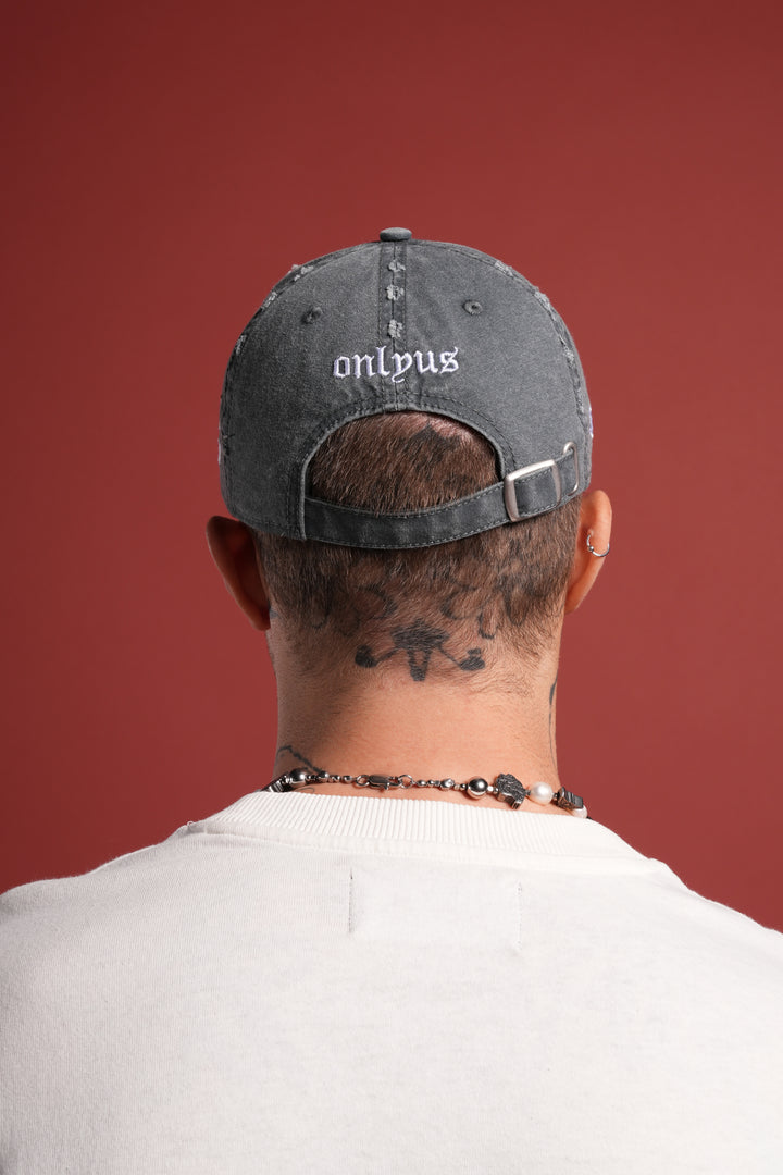 Cherub Eye Ball Distressed Dad Hat in Washed Wolf Gray