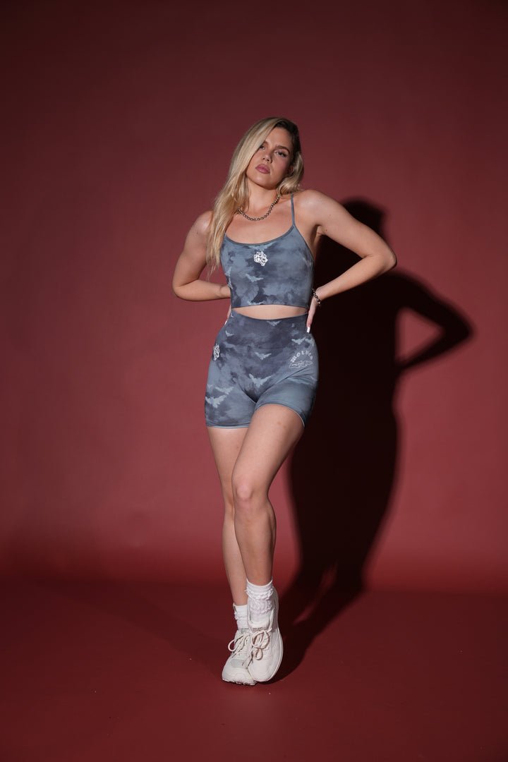 Single Wolf Chopper "Everson Seamless" Huxley Bra in Blue Lagoon Death Moth Ghost Clouds