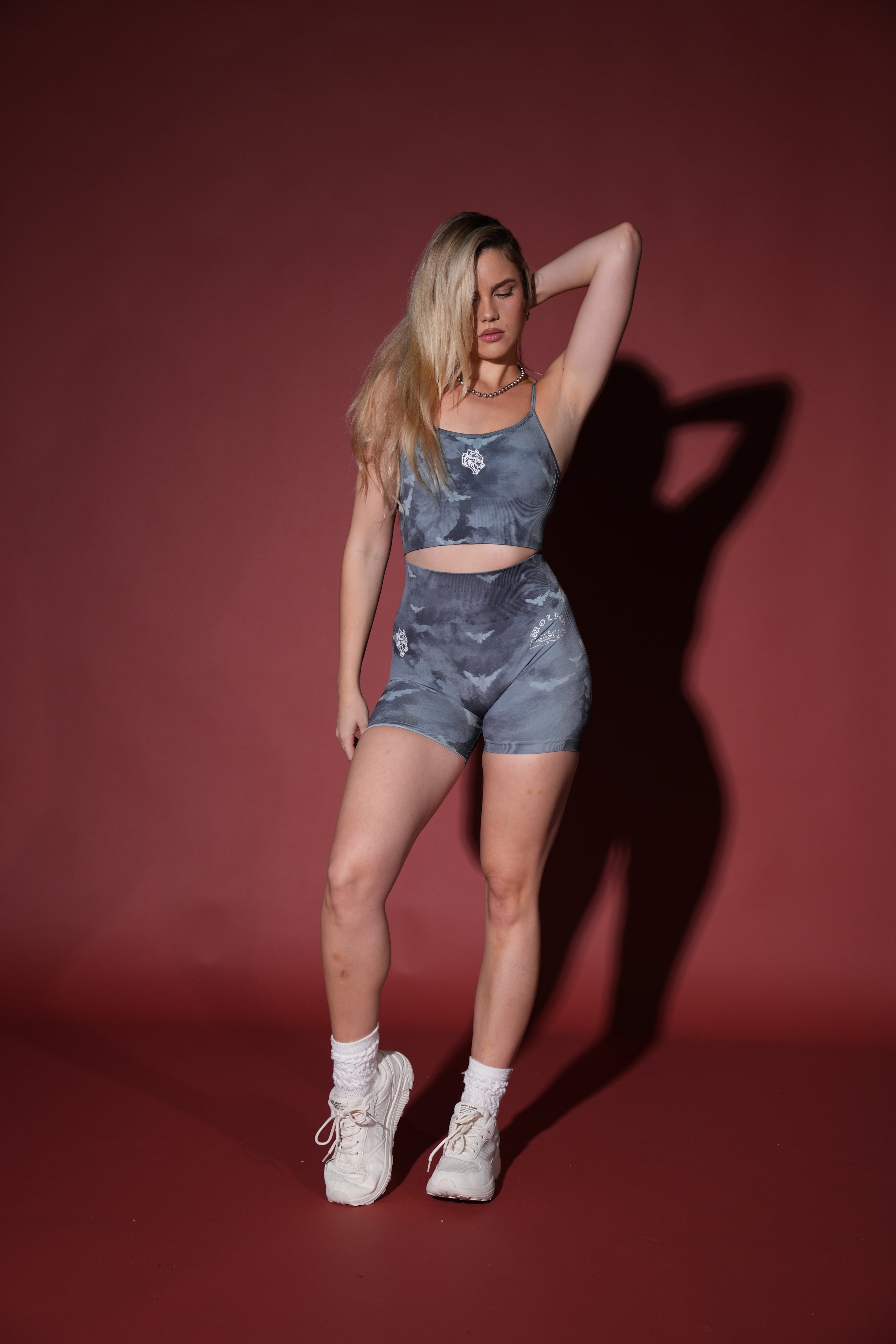 Never Forgotten Everson Seamless "Huxley" Shorts in Blue Lagoon Death Moth Ghost Clouds