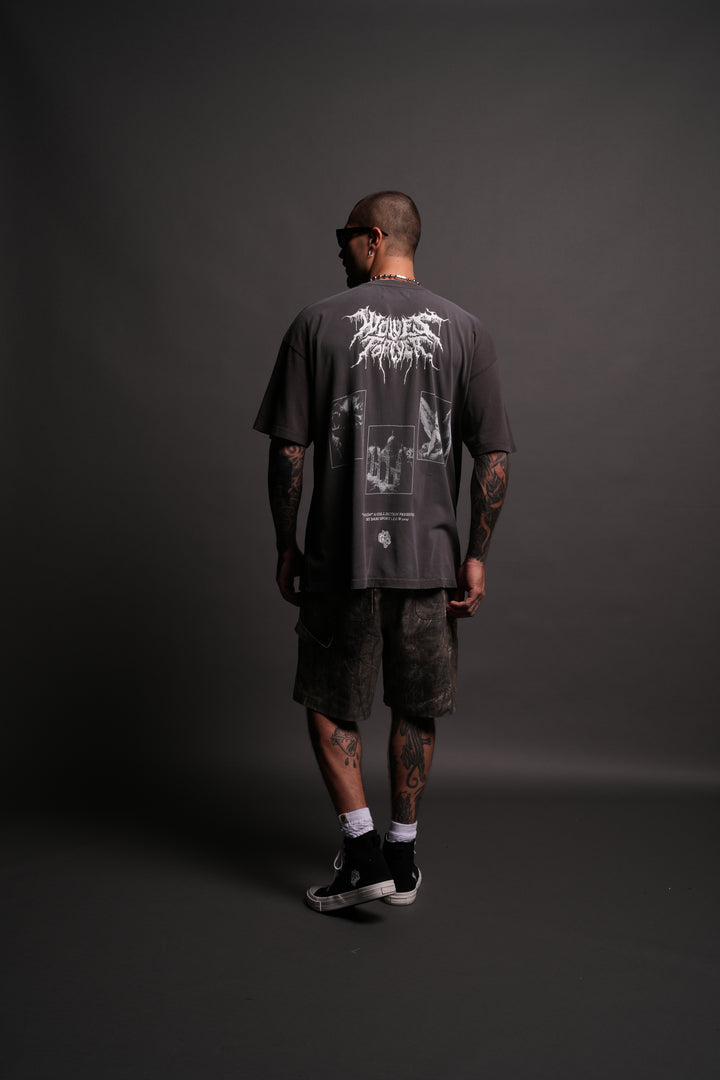 Life From Death "Premium" Oversized Tee in Wolf Gray Spine Sun Fade
