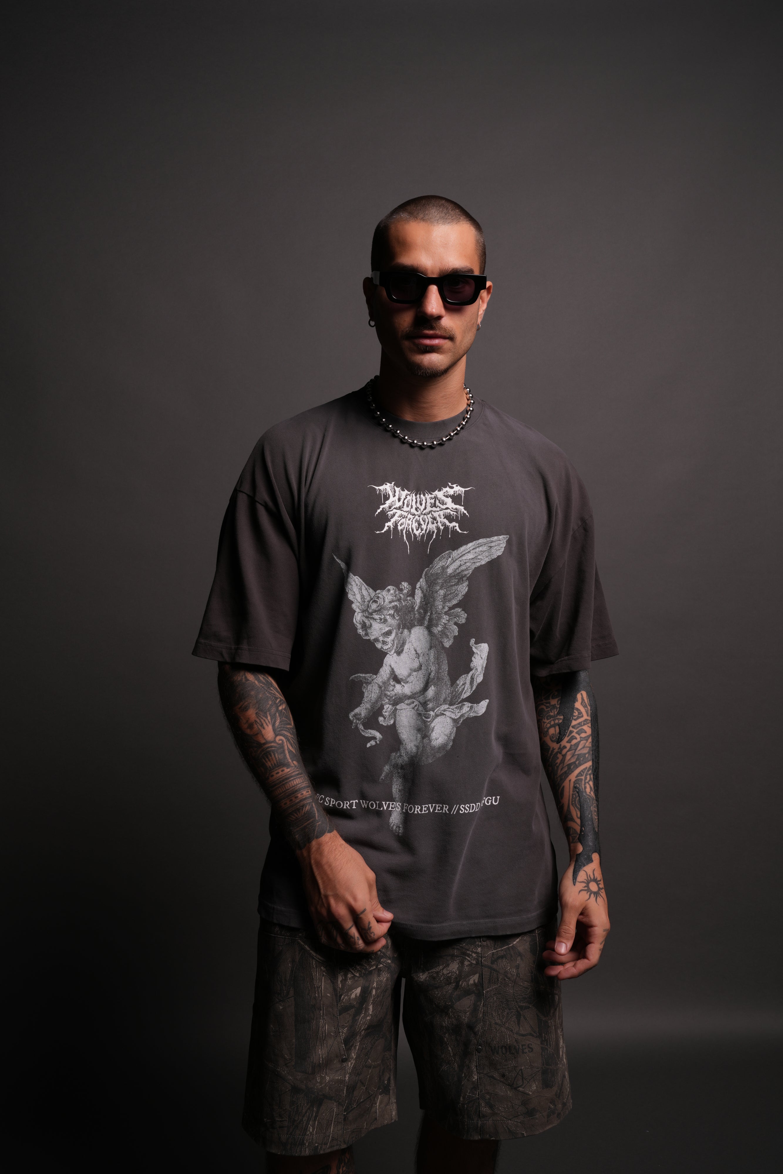 Life From Death "Premium" Oversized Tee in Wolf Gray Spine Sun Fade