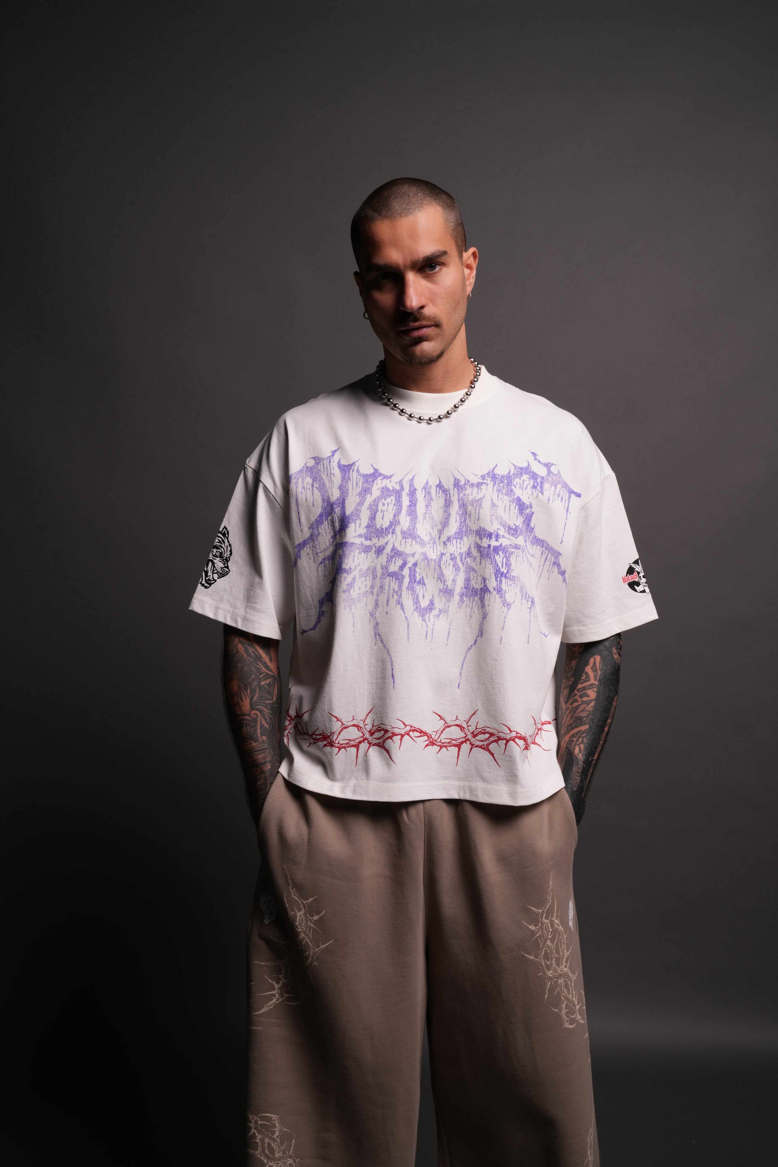 Drip Hesh Grunge "Box Cut" Tee in Cream