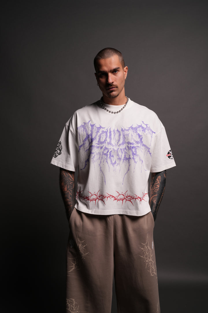 Drip Hesh Grunge "Box Cut" Tee in Cream