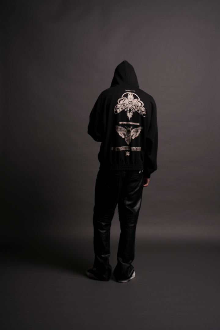 Moth Forever "Chambers" Zip Hoodie in Black