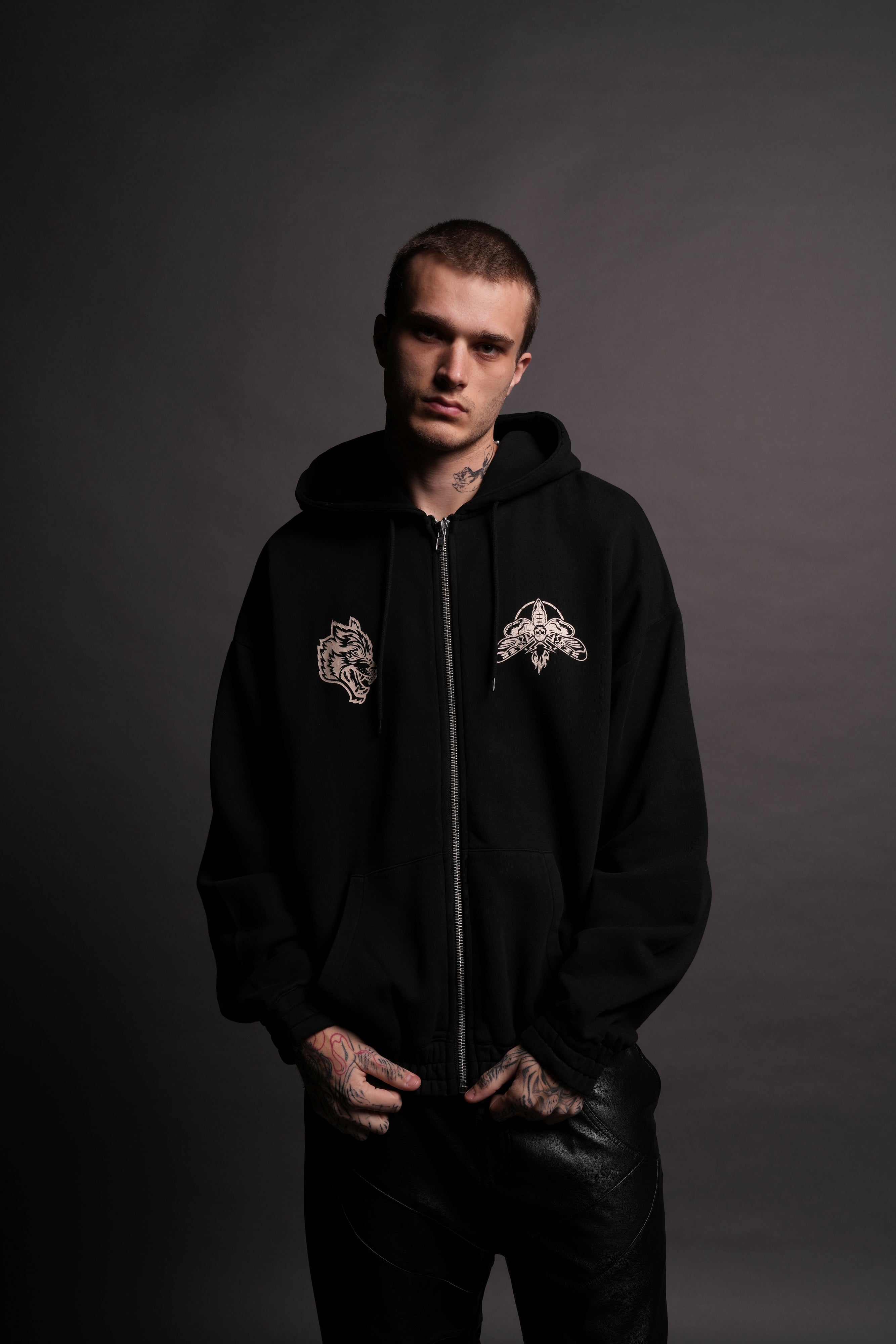 Moth Forever "Chambers" Zip Hoodie in Black