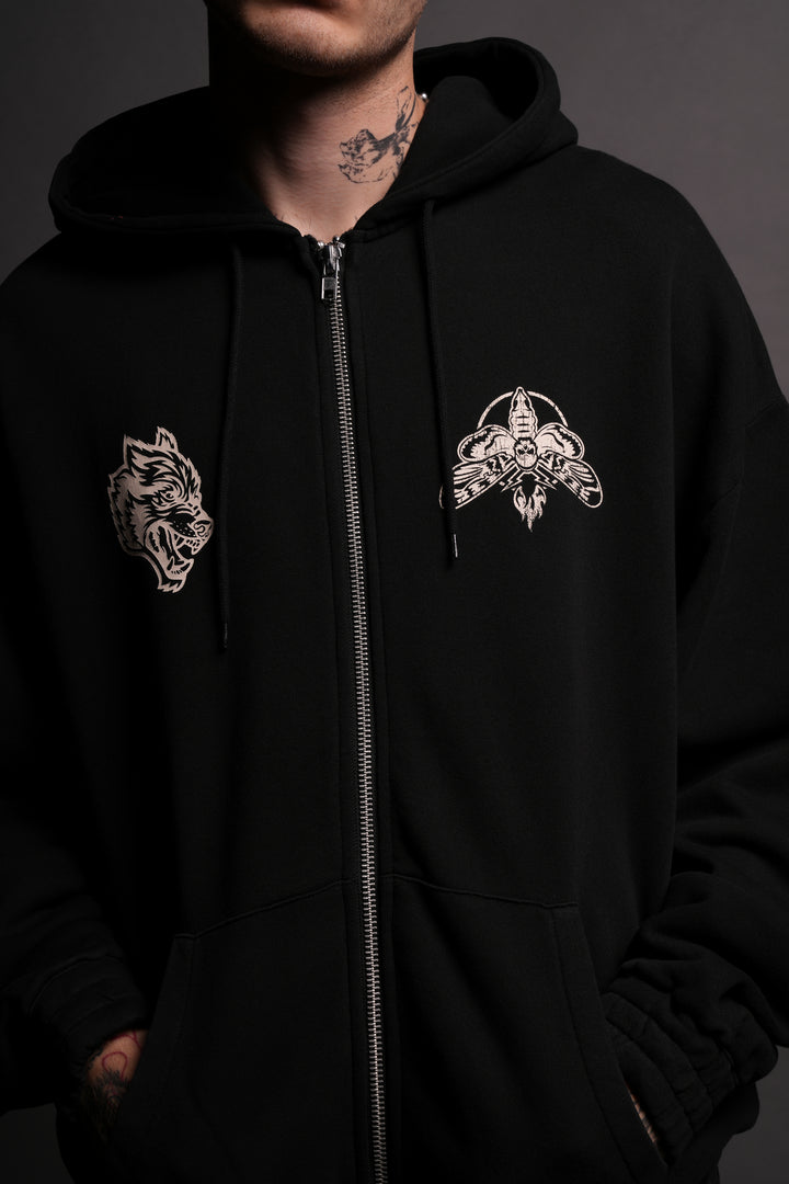 Moth Forever "Chambers" Zip Hoodie in Black