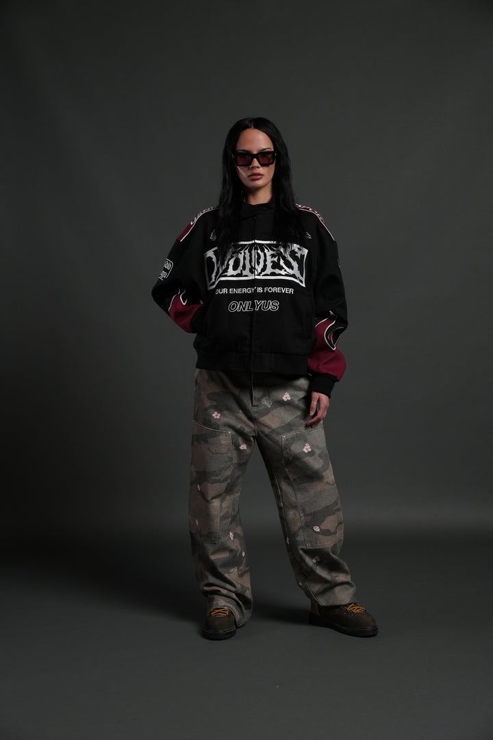 Ride The Fire V2 Gordon Racing Jacket in Black/Oxblood