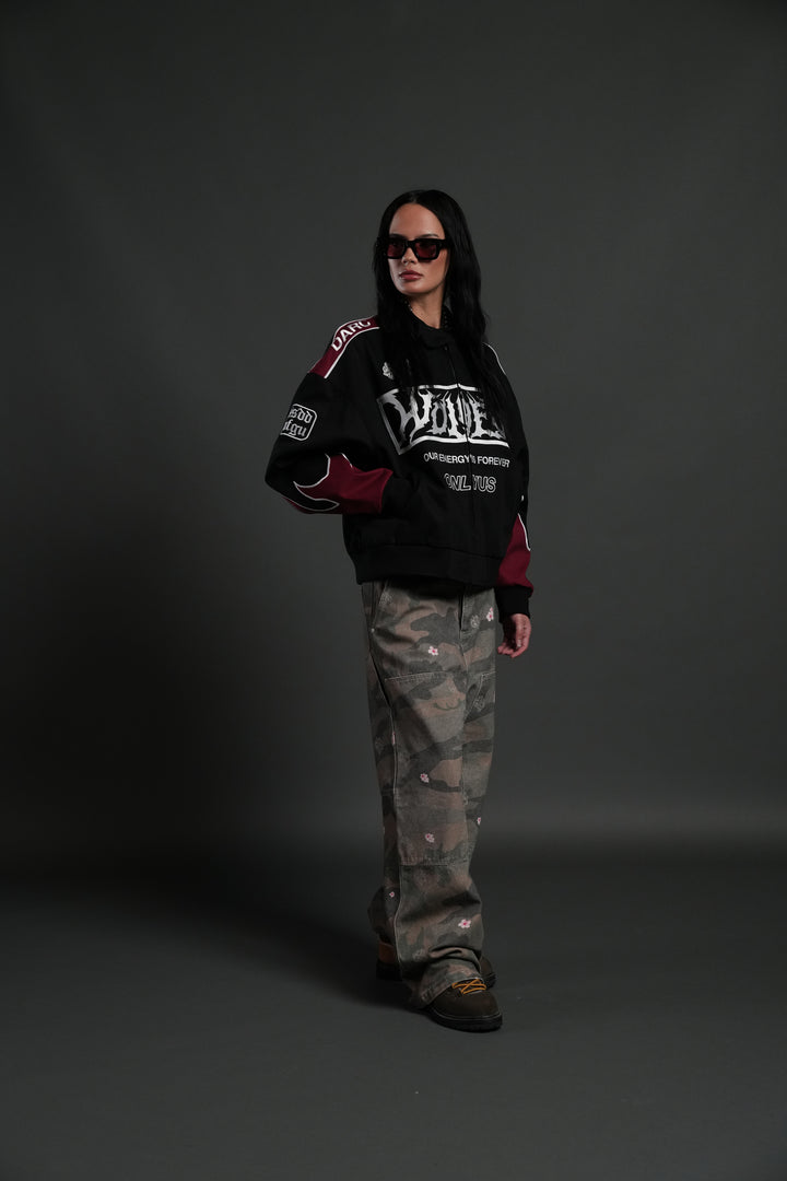 Ride The Fire V2 Gordon Racing Jacket in Black/Oxblood