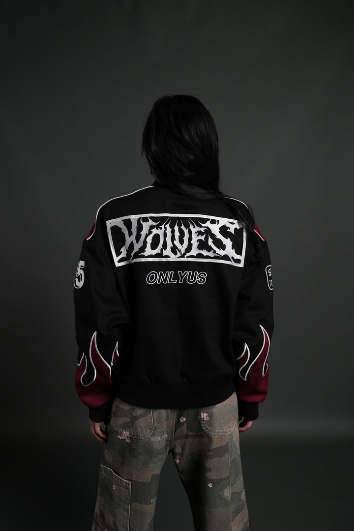 Ride The Fire V2 Gordon Racing Jacket in Black/Oxblood