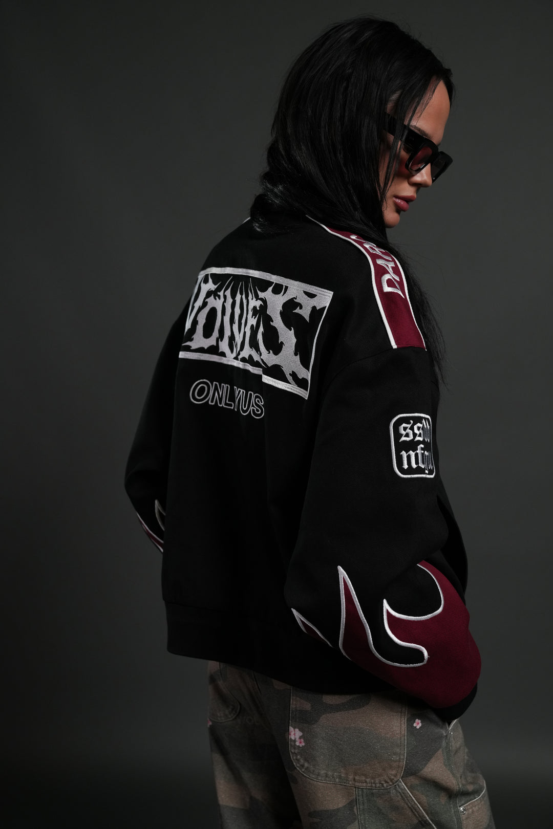 Ride The Fire V2 Gordon Racing Jacket in Black/Oxblood