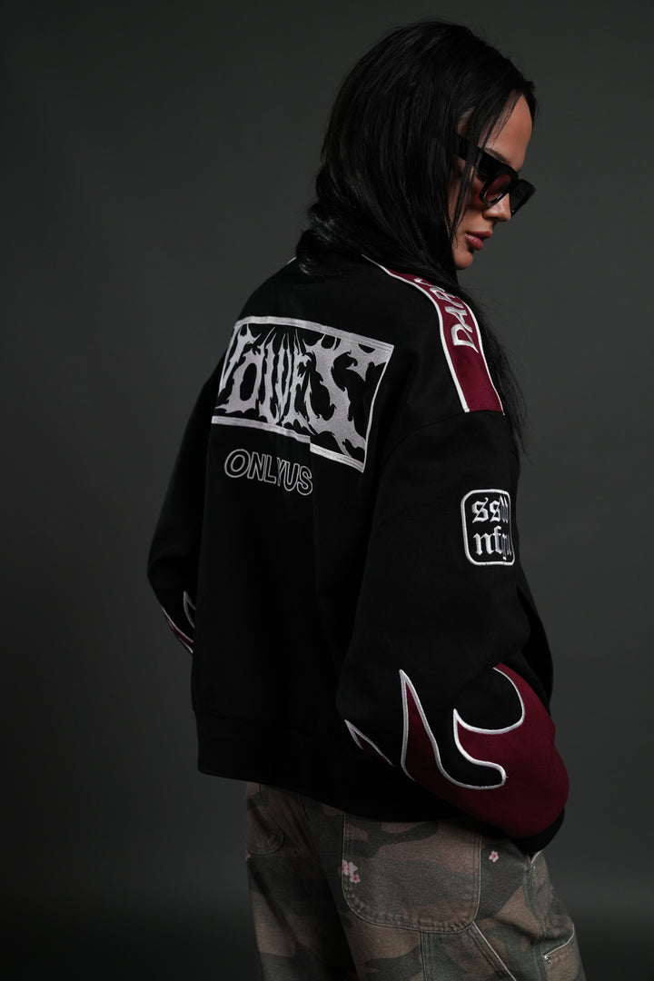 Ride The Fire V2 Gordon Racing Jacket in Black/Oxblood
