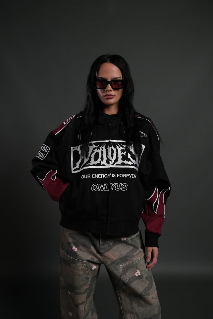 Ride The Fire V2 Gordon Racing Jacket in Black/Oxblood