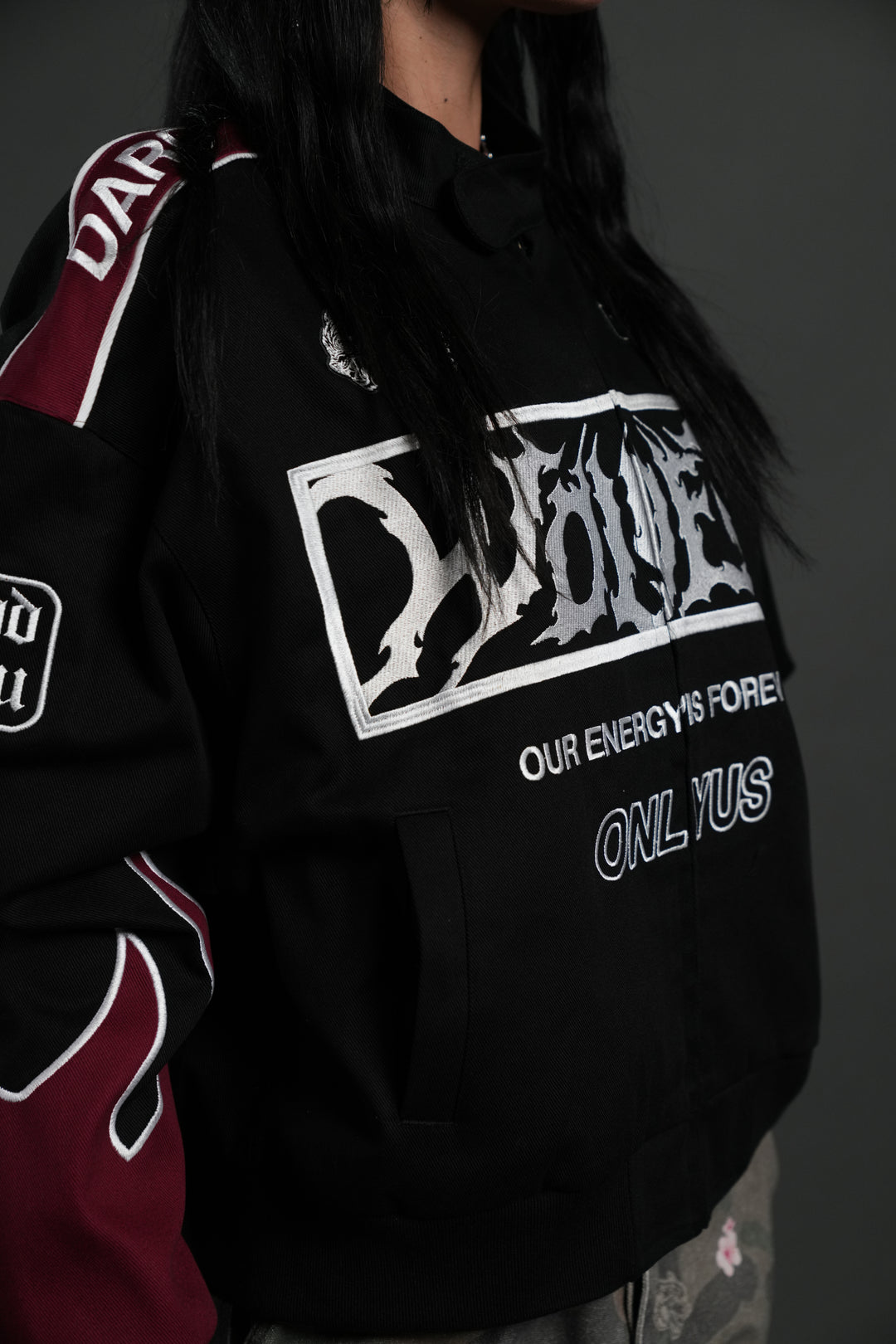 Ride The Fire V2 Gordon Racing Jacket in Black/Oxblood