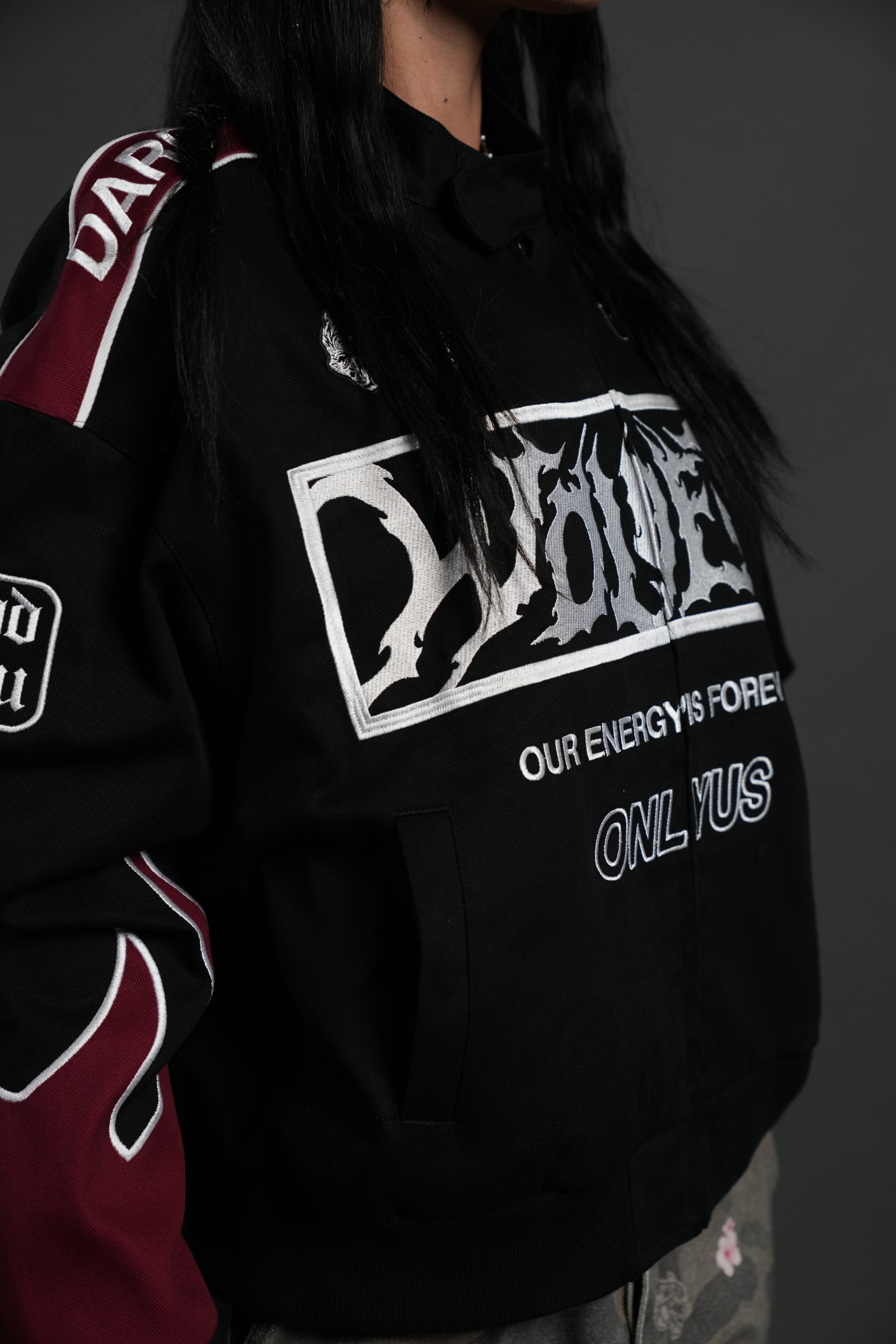 Ride The Fire V2 Gordon Racing Jacket in Black/Oxblood