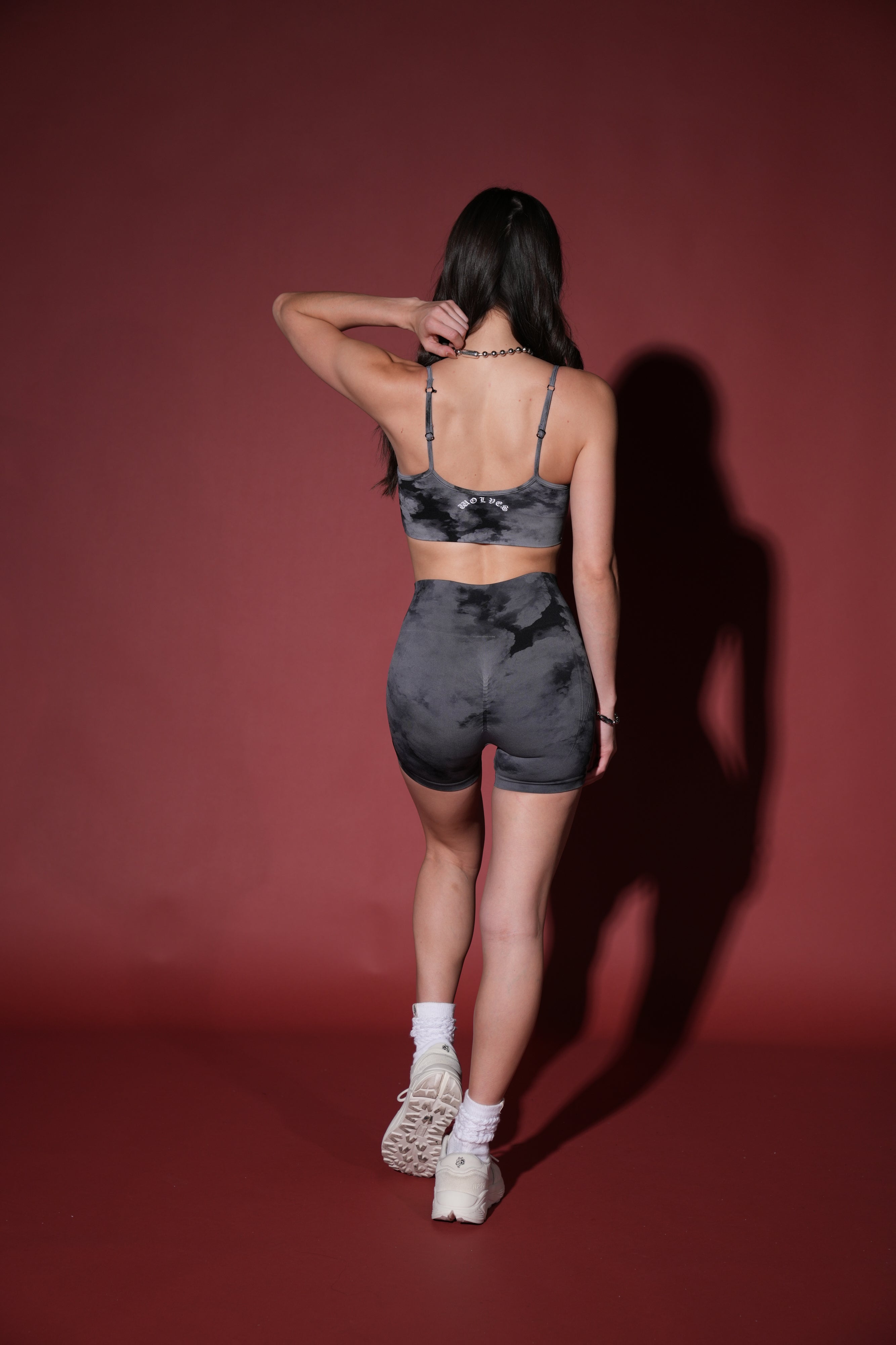 Dual Wolf Chopper "Everson Seamless" Sports Bra in Black Ghost Clouds