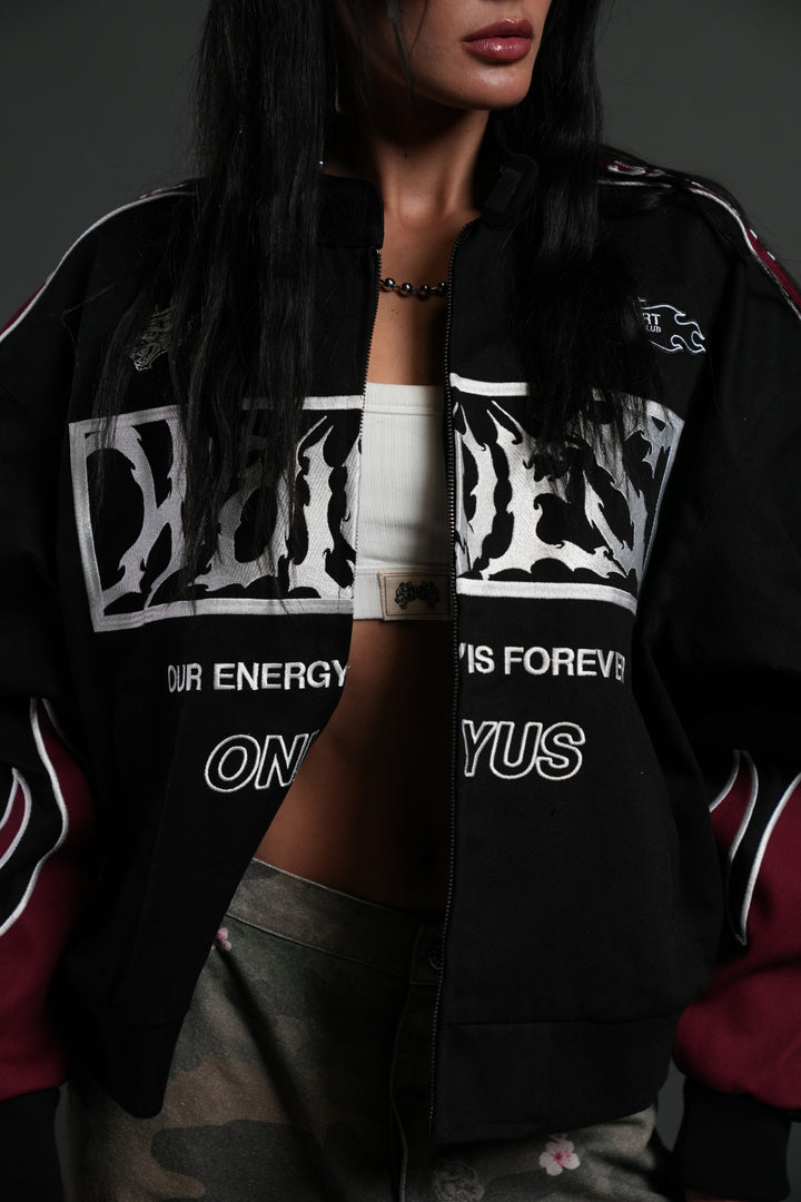 Ride The Fire V2 Gordon Racing Jacket in Black/Oxblood