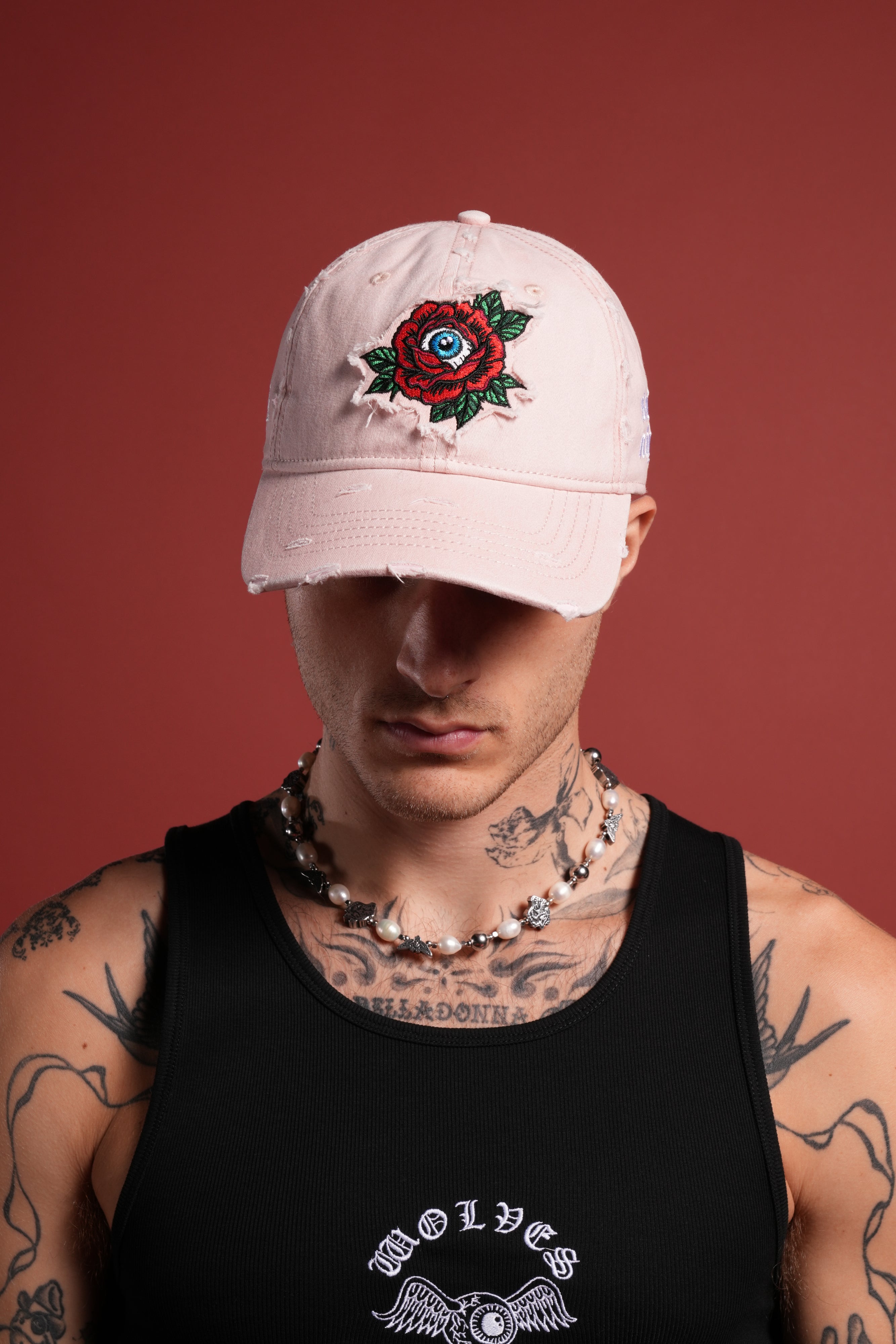 Eye of the Beholder Distressed Dad Hat in Washed Bubblegum