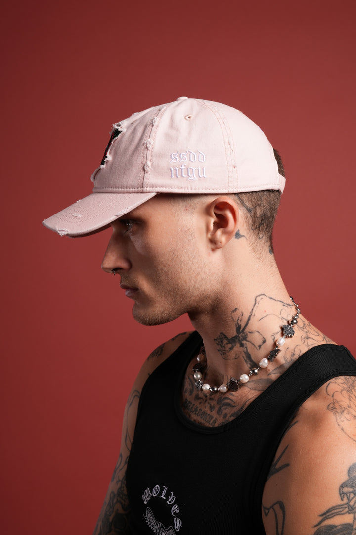Eye of the Beholder Distressed Dad Hat in Washed Bubblegum