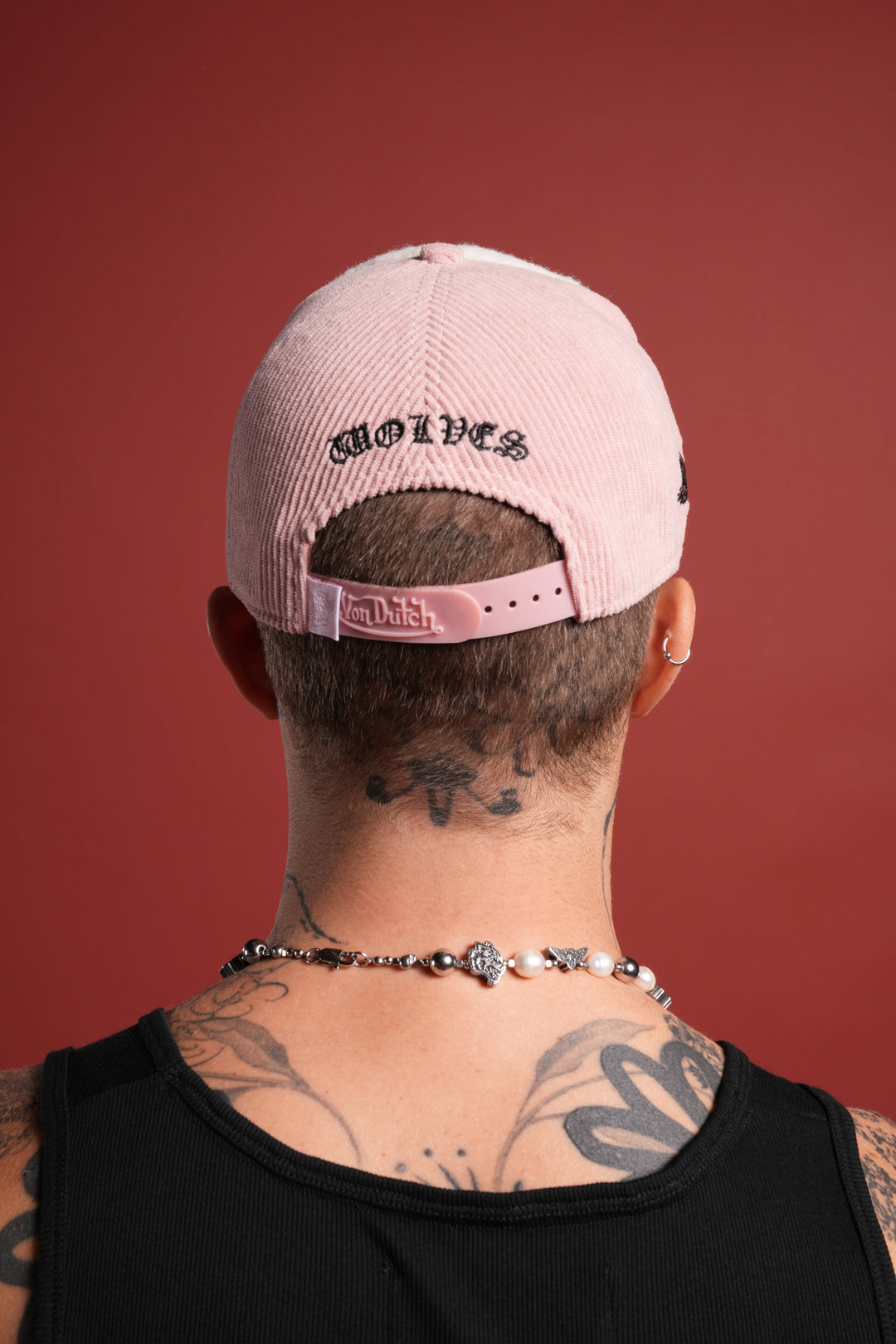 Cherub Eyeball Corduroy Trucker Hat in Bubblegum