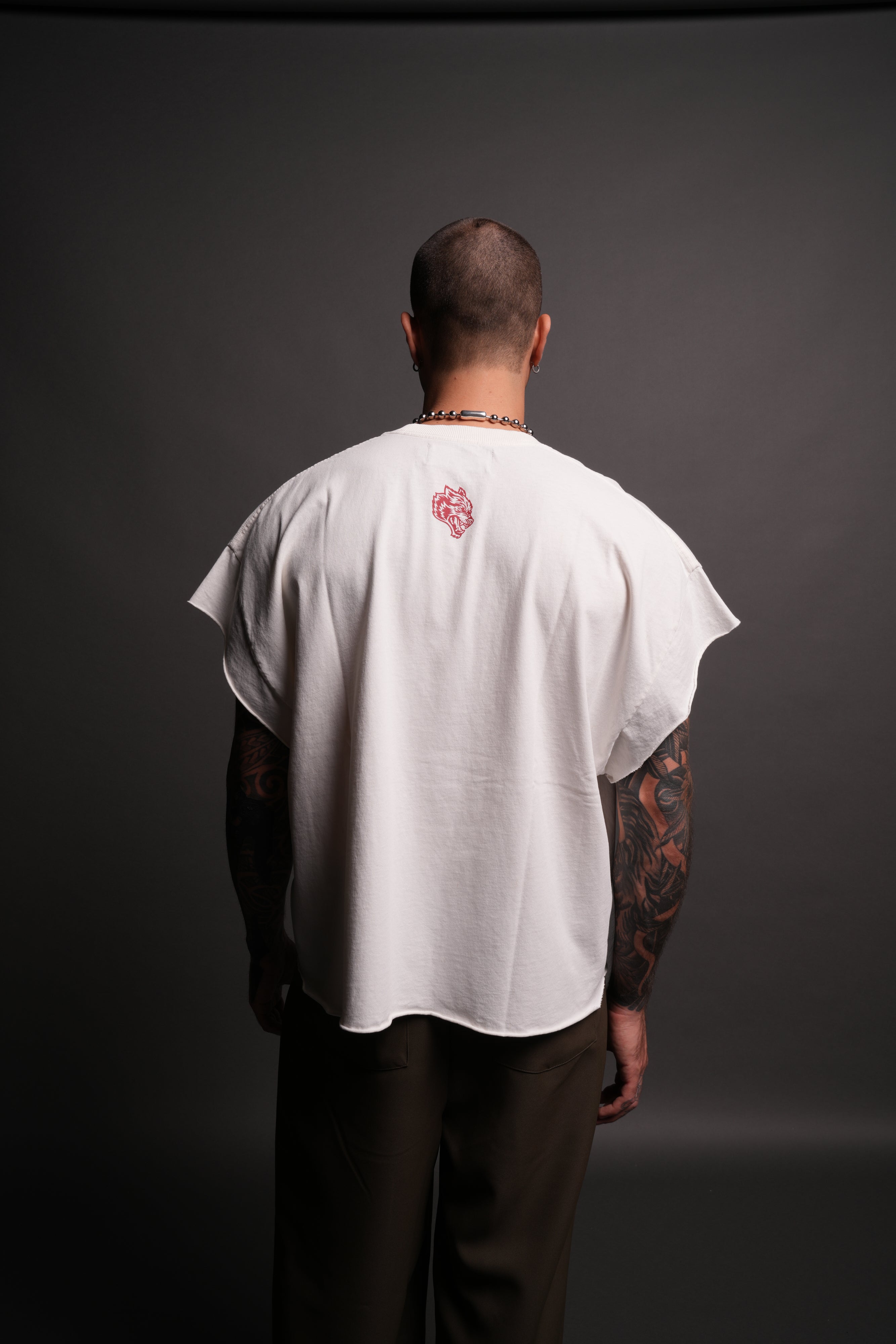 Watch Over Me Grunge Cut-Off Tee in Cream