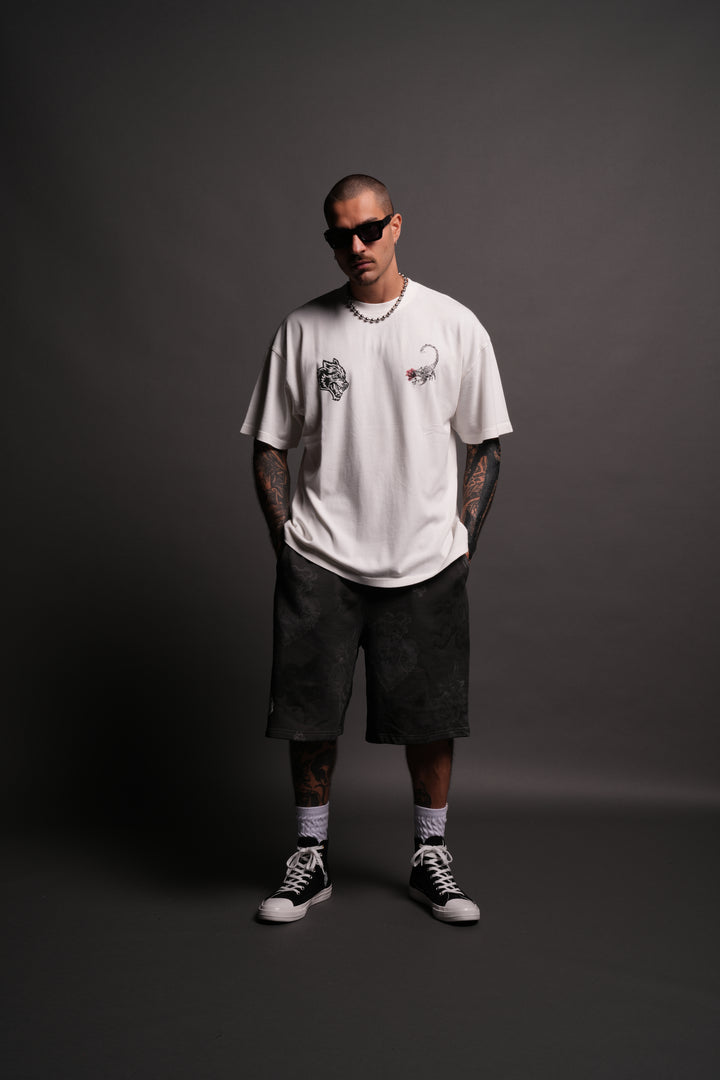Scorpion Rose "Premium" Oversized Tee in Cream