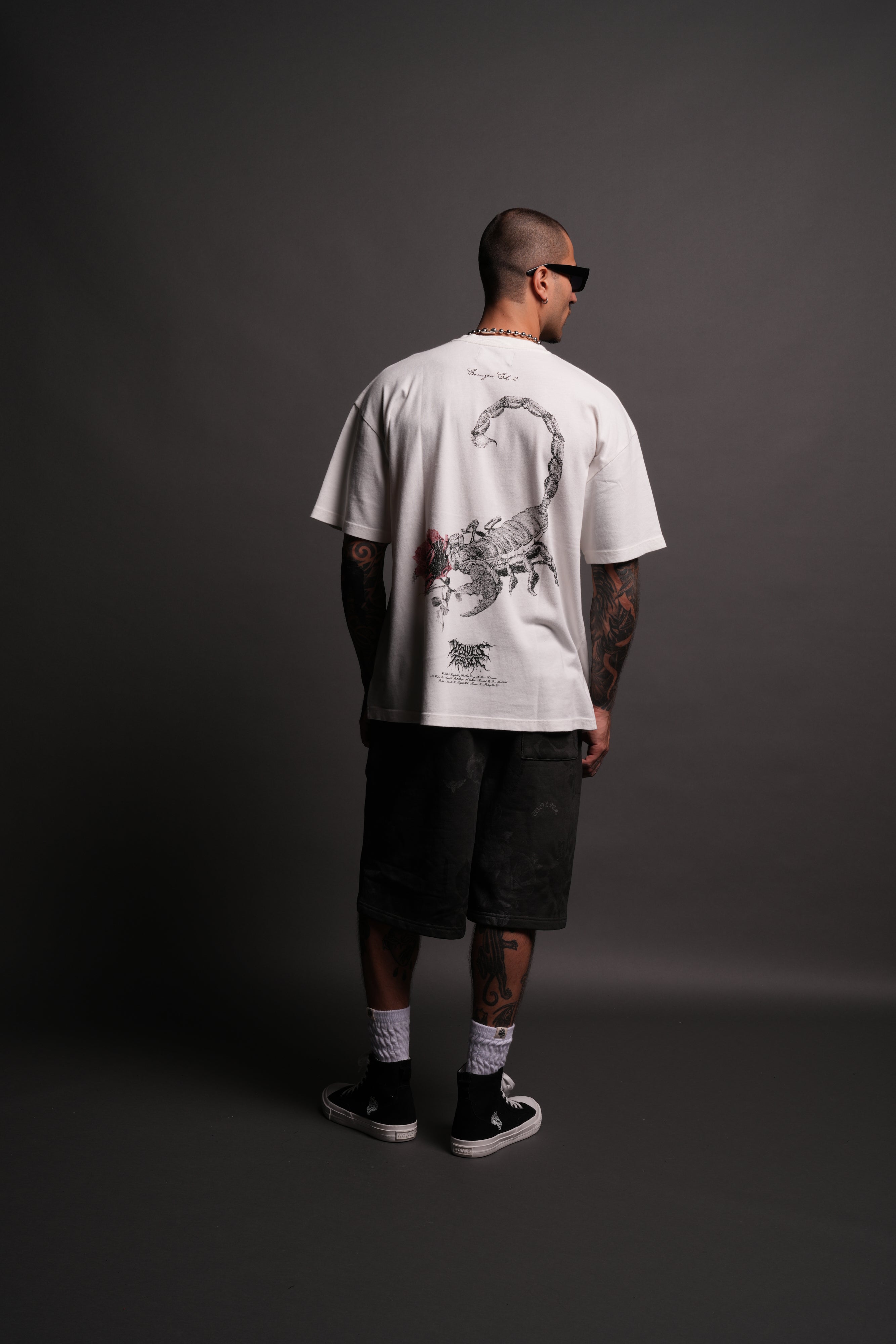 Scorpion Rose "Premium" Oversized Tee in Cream
