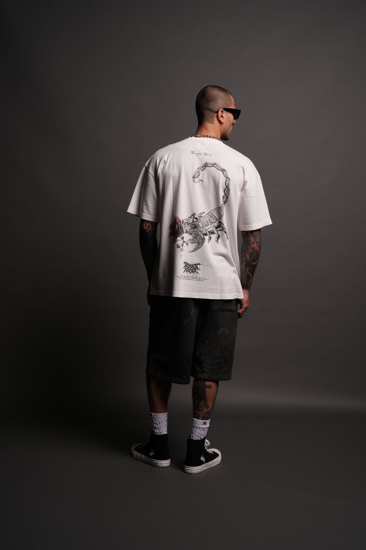 Scorpion Rose "Premium" Oversized Tee in Cream