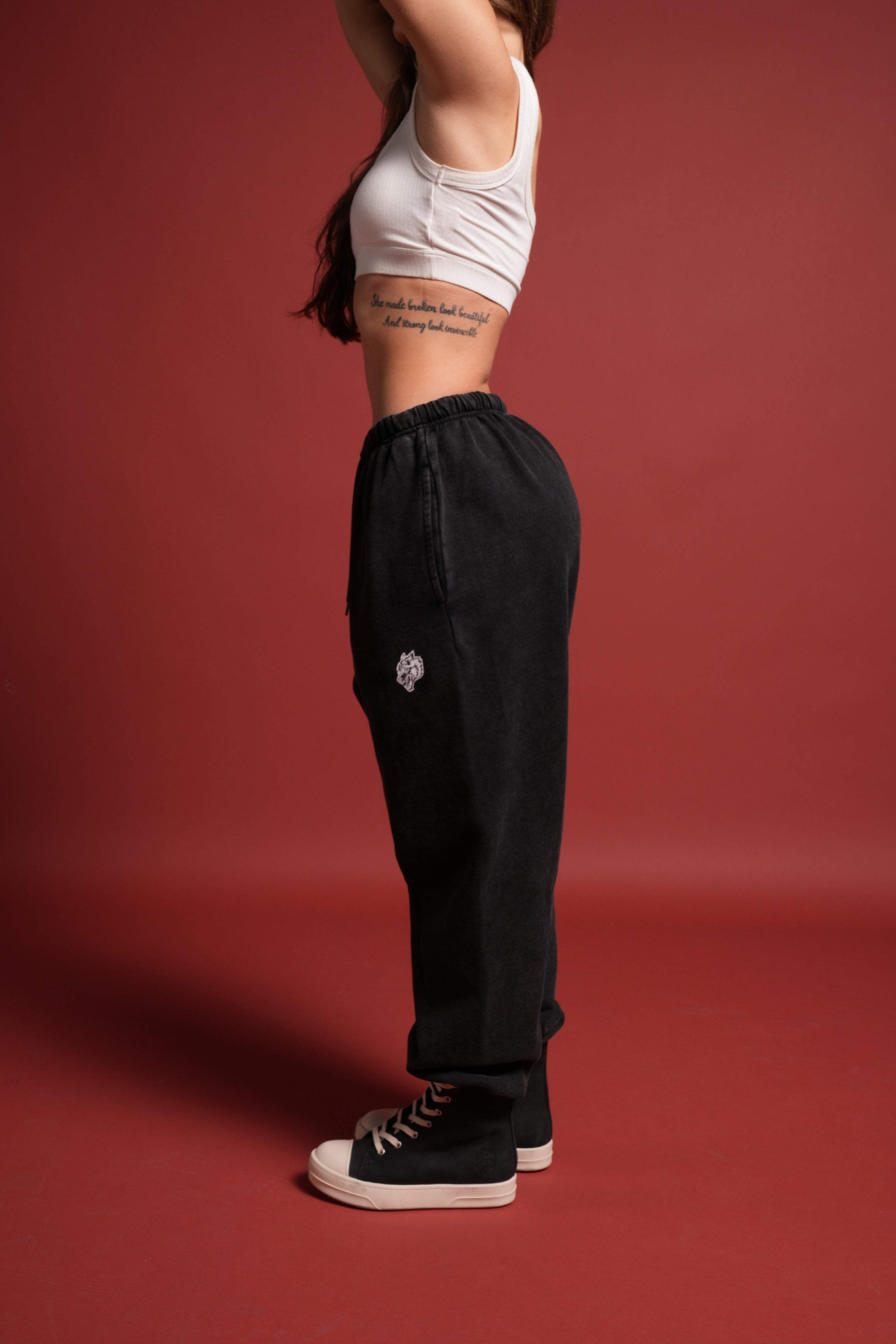 Dual Wolf Unisex Lounger Sweat Pants in Black