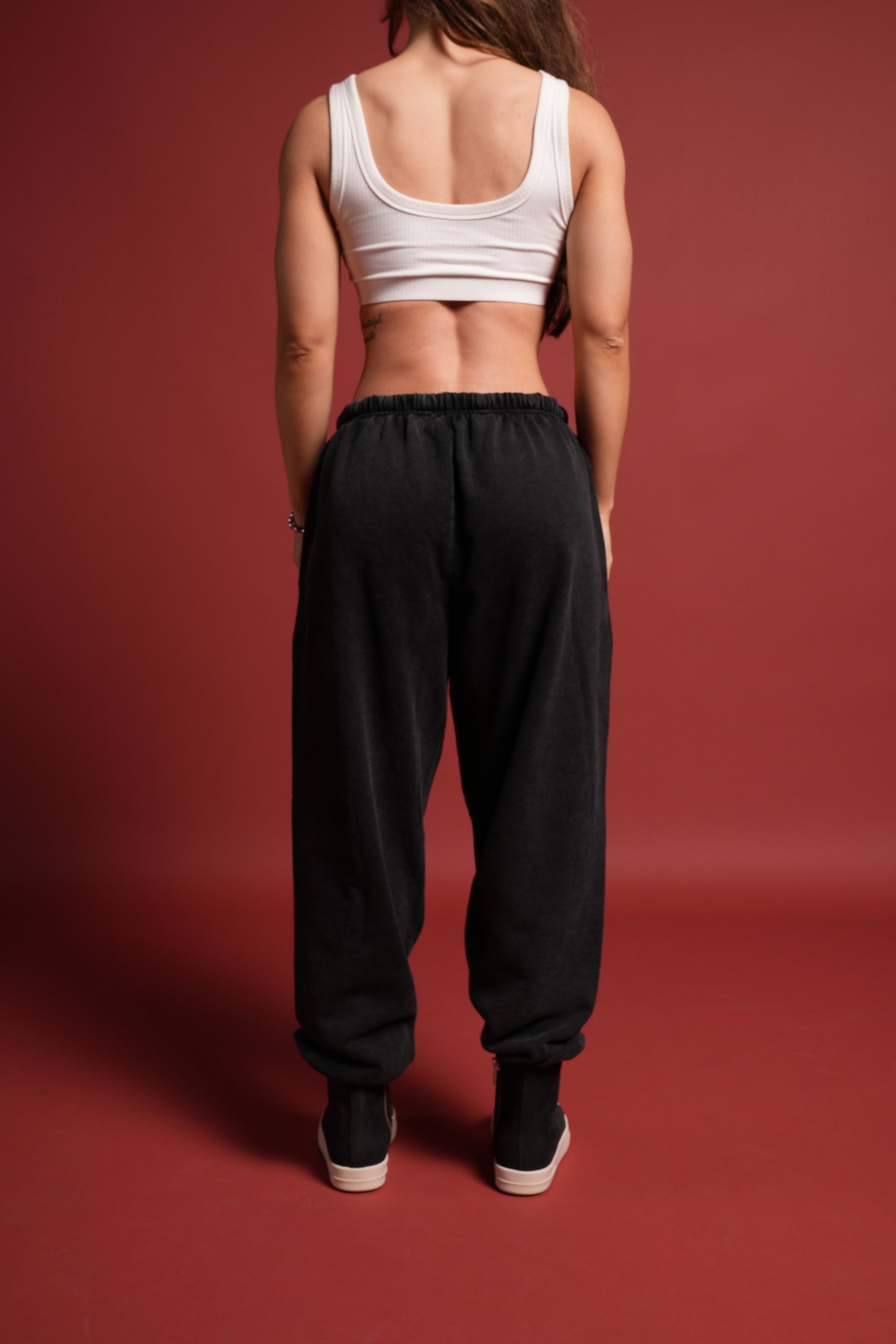 Dual Wolf Unisex Lounger Sweat Pants in Black