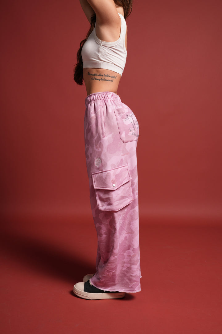 Y2Kulture Durst Cargo Sweats in DSVD Bubblegum Camo