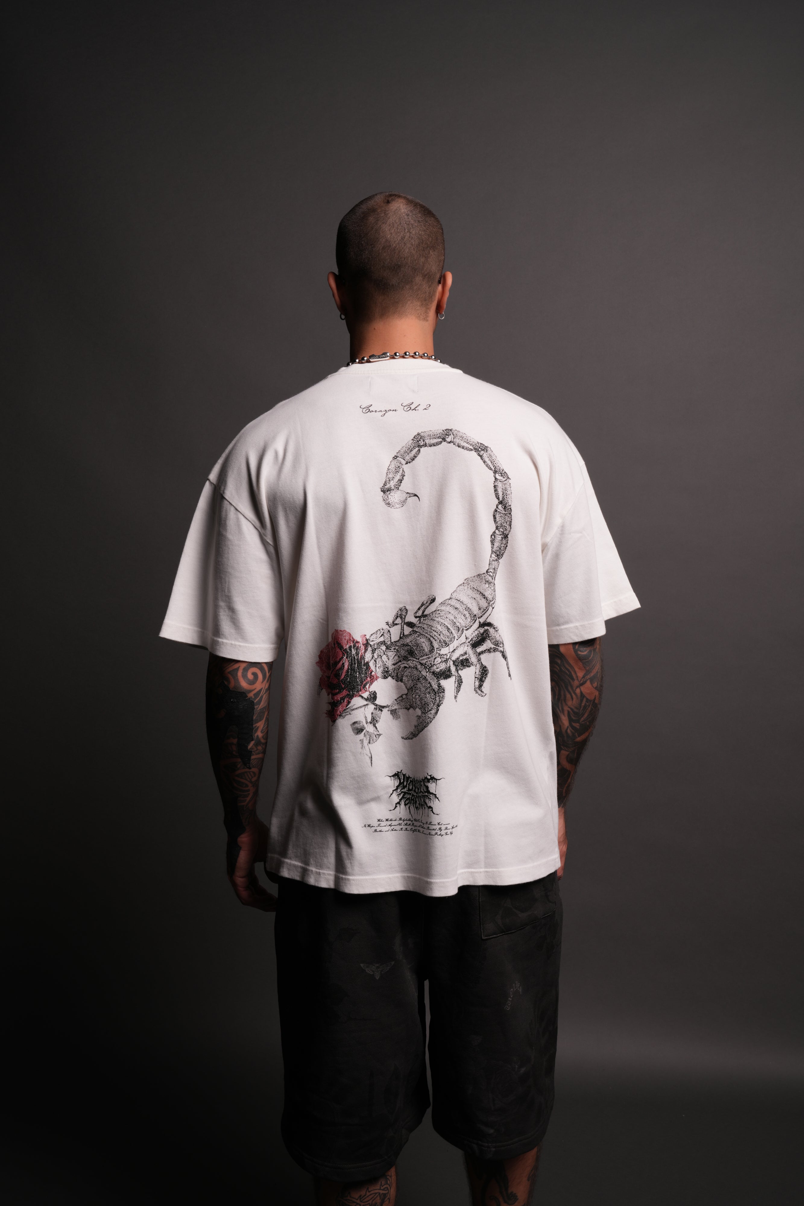 Scorpion Rose "Premium" Oversized Tee in Cream