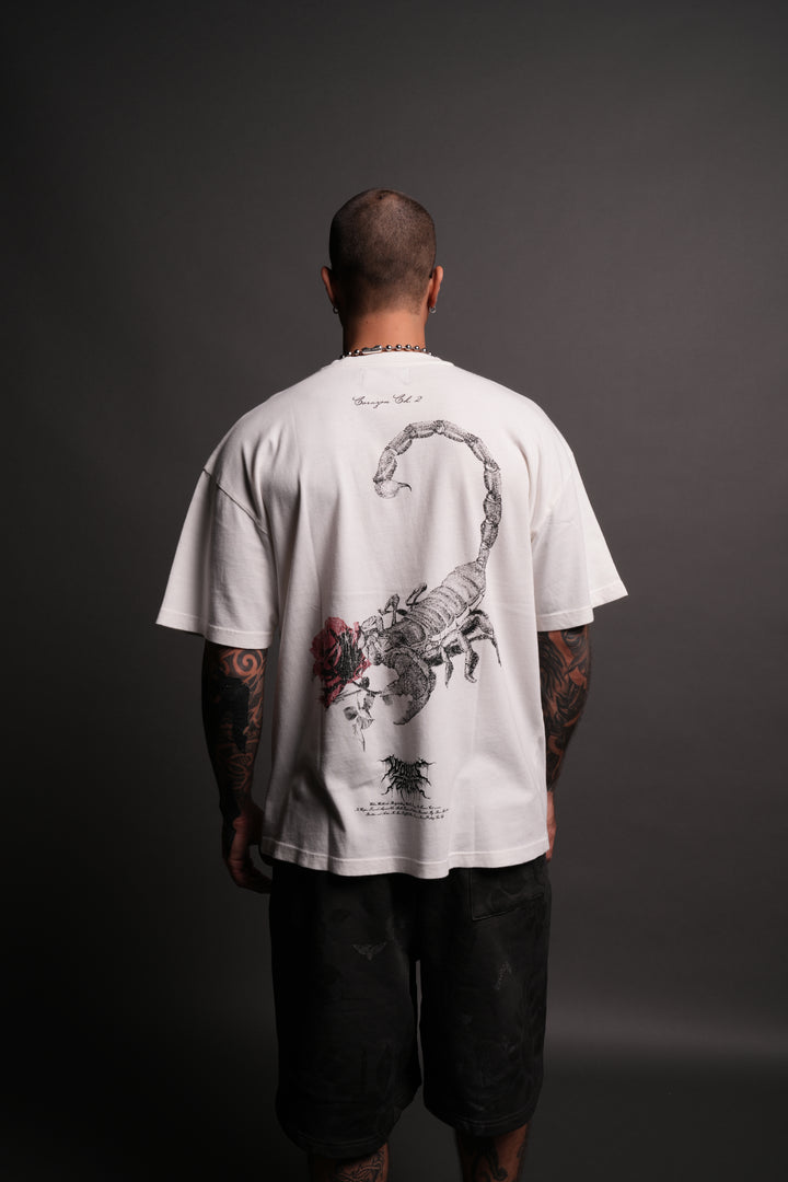 Scorpion Rose "Premium" Oversized Tee in Cream