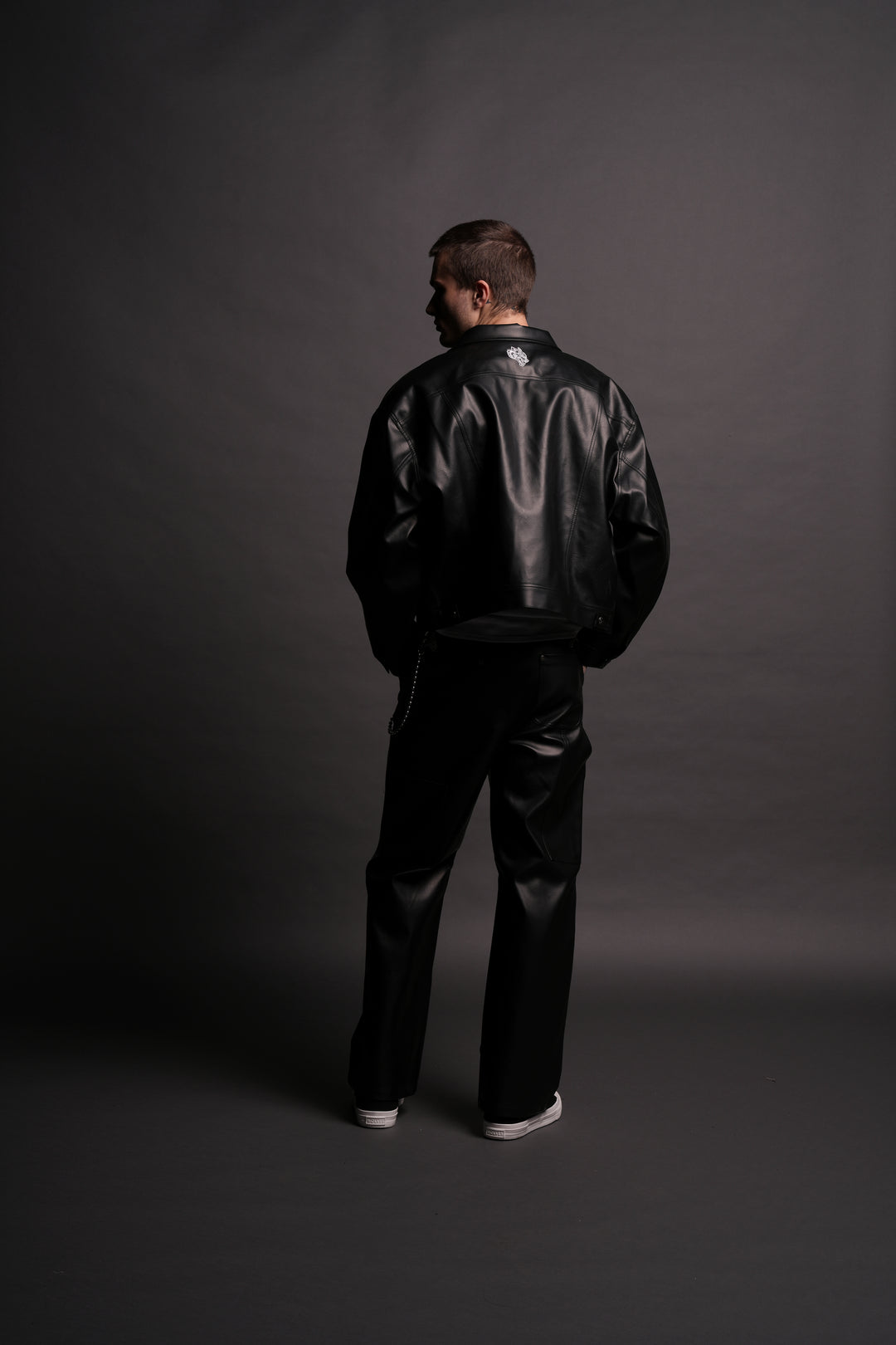 Single Wolf Leather American Cropped Jacket in Black